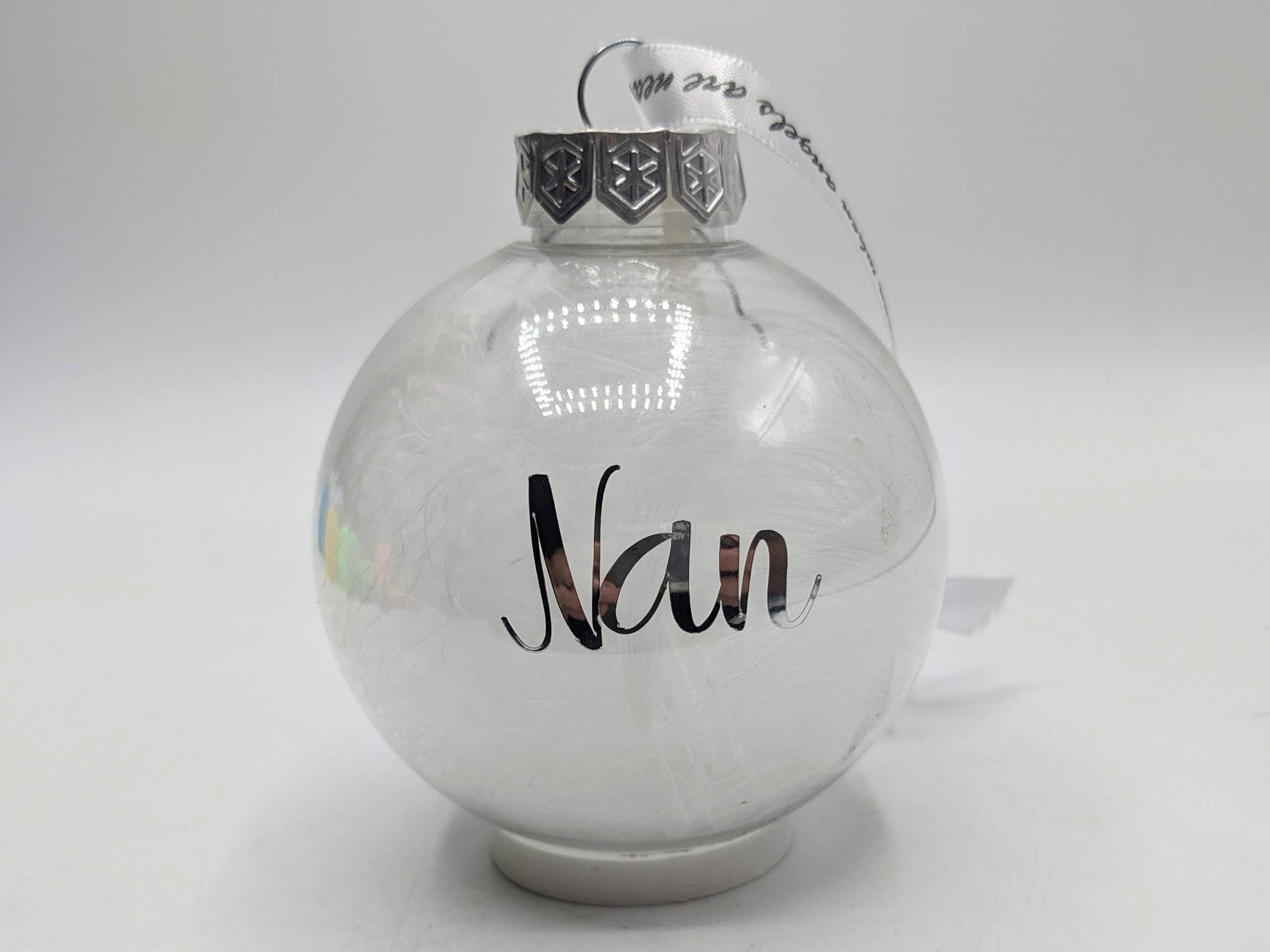 Personalized Feather Memory Bauble, Remembrance Christmas Keepsake