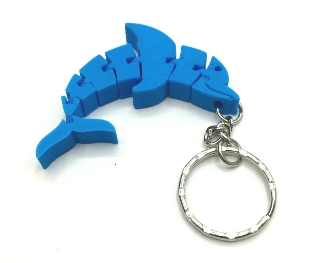 Flexible Dolphin Keyring, Dolphin Shaped Keyring, Articulated Dolphin, Flexible Bendy Dolphin Bag Tag, Sealife Keyring, Under 5 Pound Gift