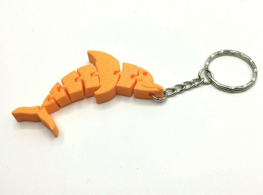 Flexible Dolphin Keyring, Dolphin Shaped Keyring, Articulated Dolphin, Flexible Bendy Dolphin Bag Tag, Sealife Keyring, Under 5 Pound Gift