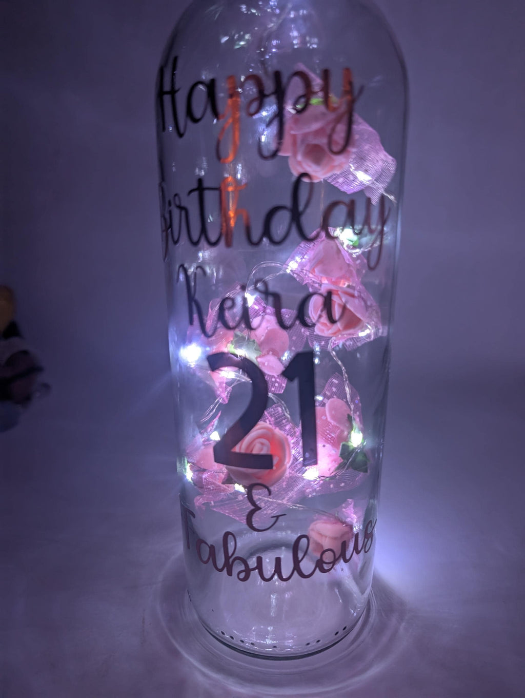 Personalised Light up Bottle, 21st Birthday For Her, Special 21st Gift, Milestone Birthday, 21 Birthday Present, Personalised Birthday Gift