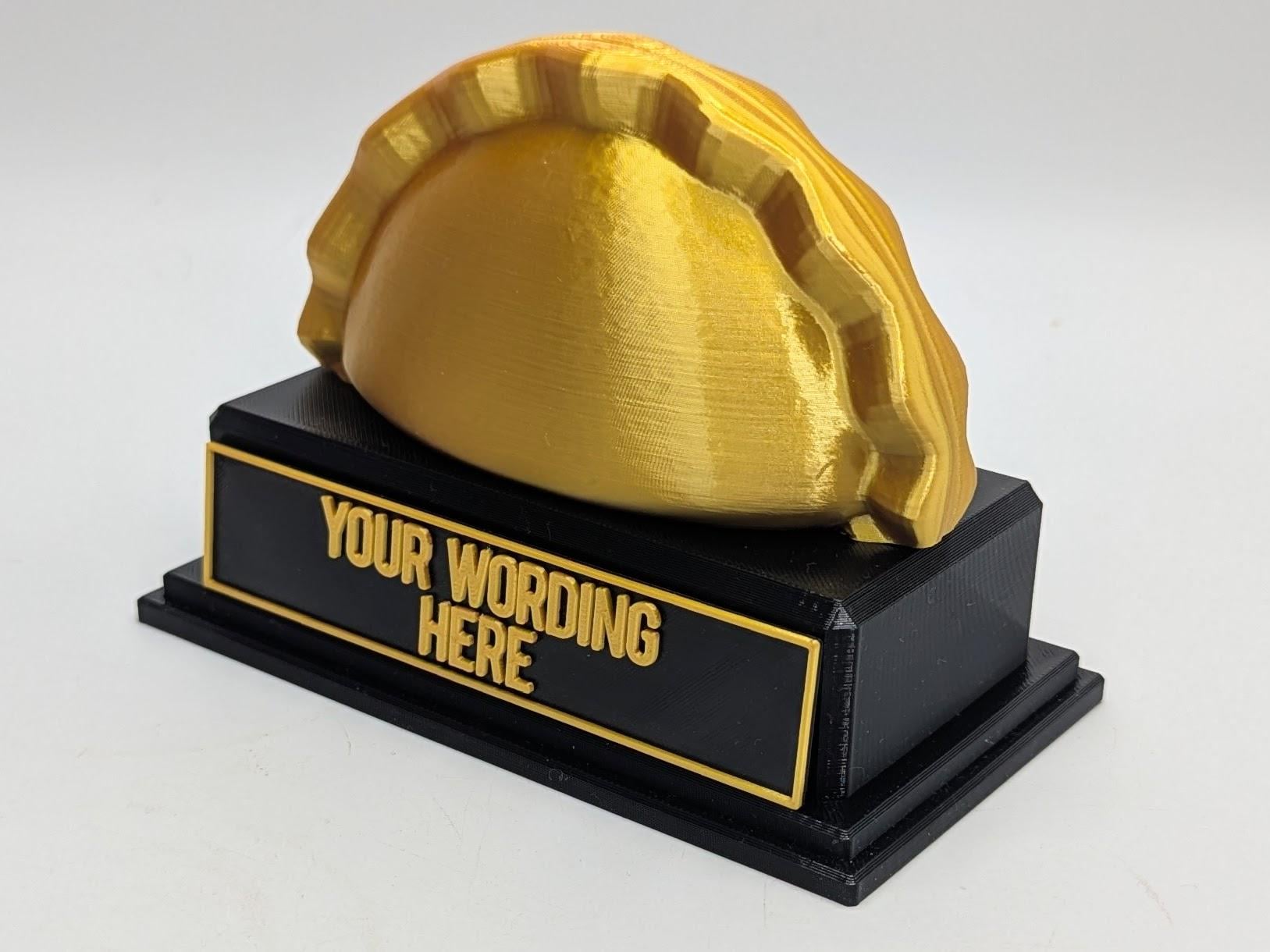 Personalised Pierogi Trophy, Polish Dumpling Shape Gift, Dumpling Award Gift, Pierogi Lover Gift, Custom Trophy Award, Pierogi Keepsake Gift