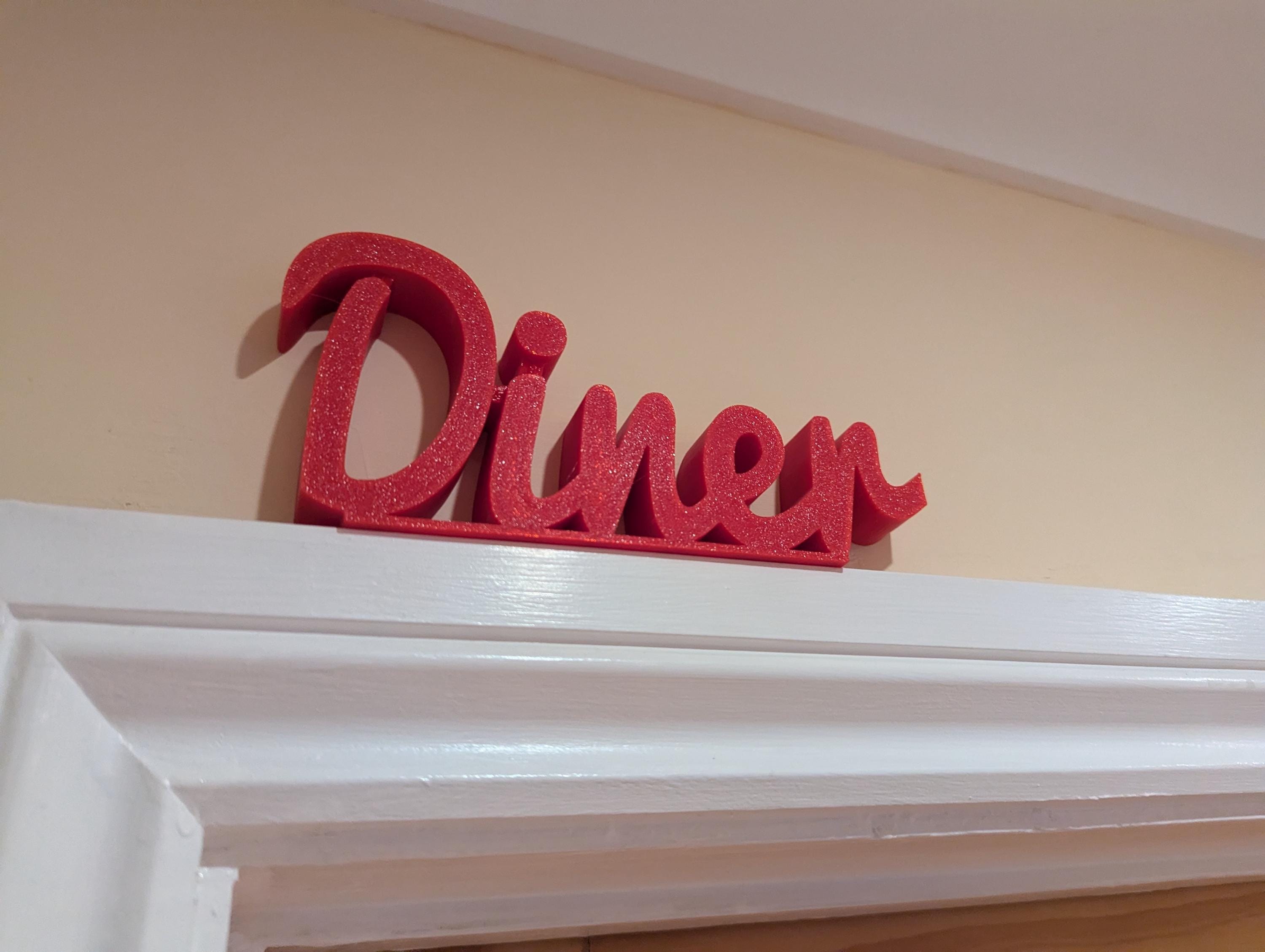 Diner Door Sign, Room Door Sign, Custom Door Sign, Door Topper, Home Decor, Dining Room Sign, Hallway Door Frame Art, Diner Novelty Sign