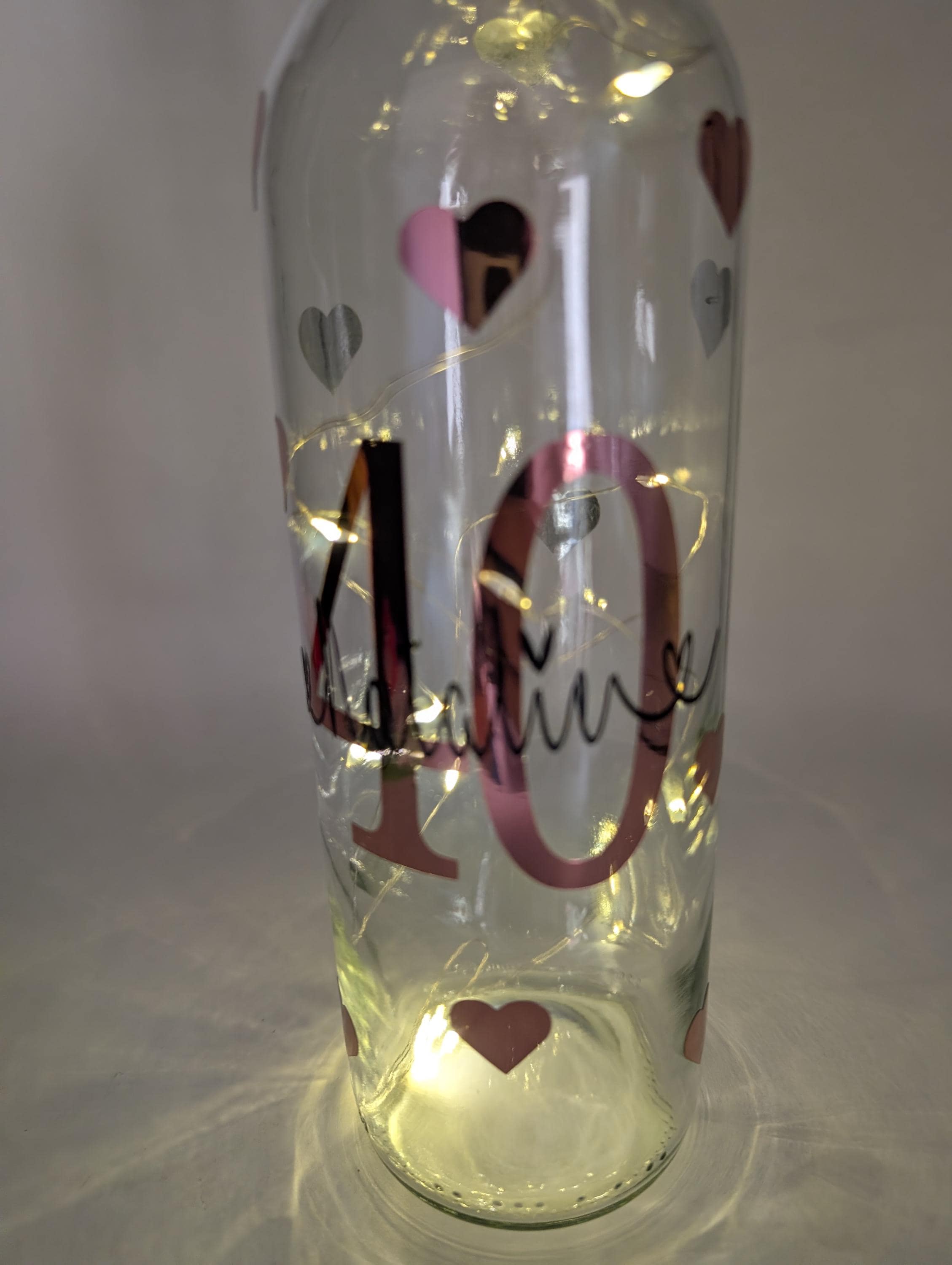 Personalised 40th Light Up Bottle, 40th Milestone Birthday, 40 Gift for her, Special 40th Birthday, 40th Birthday Present, Special 40th Gift