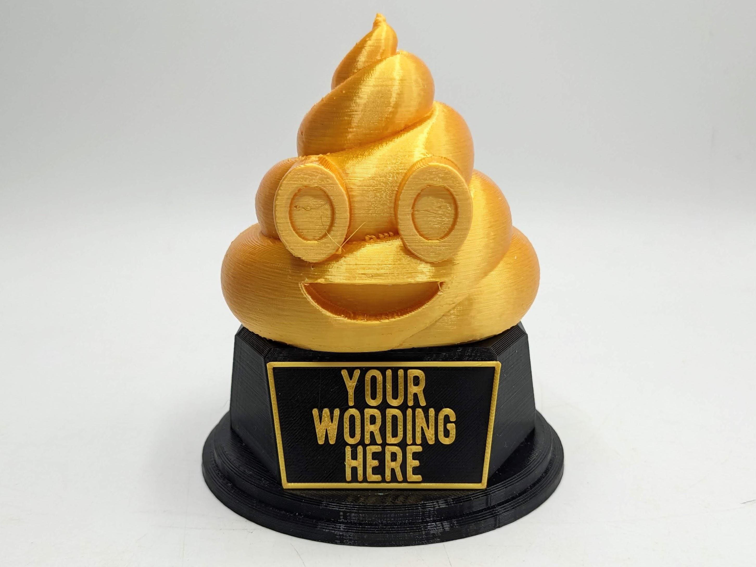 Personalised Poop Trophy / Crap Trophy / Shit Trophy / Golden Poo Gift / Poop Gift / Funny Poop Award / Poop Joke Trophy / Poo Secret Santa