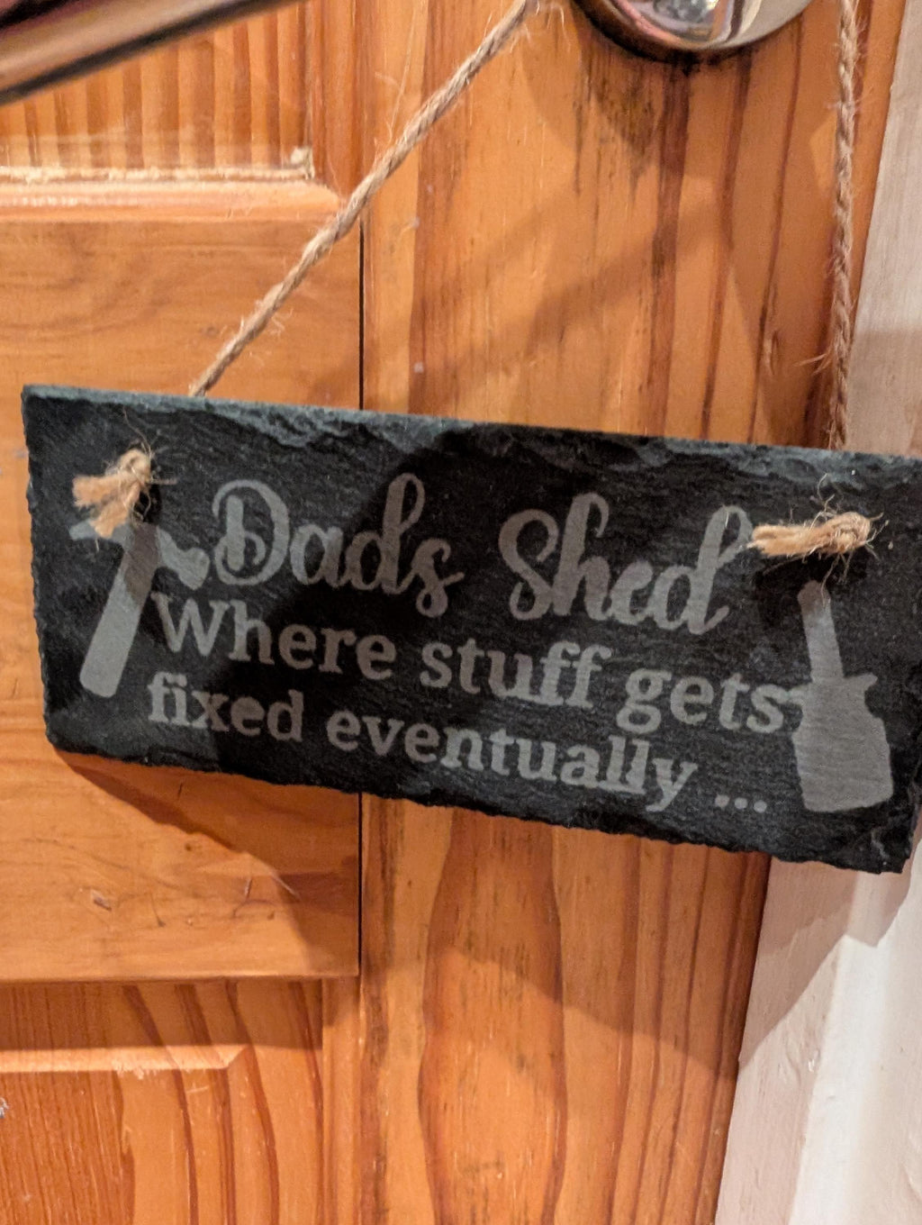 Dads Shed Slate Sign, Fathers Day Gift, Dads Shed Stuff Gets Fixed Eventually, Gift for Dad Birthday, Humorous Dad Gift, Shed Sign, Dad Shed