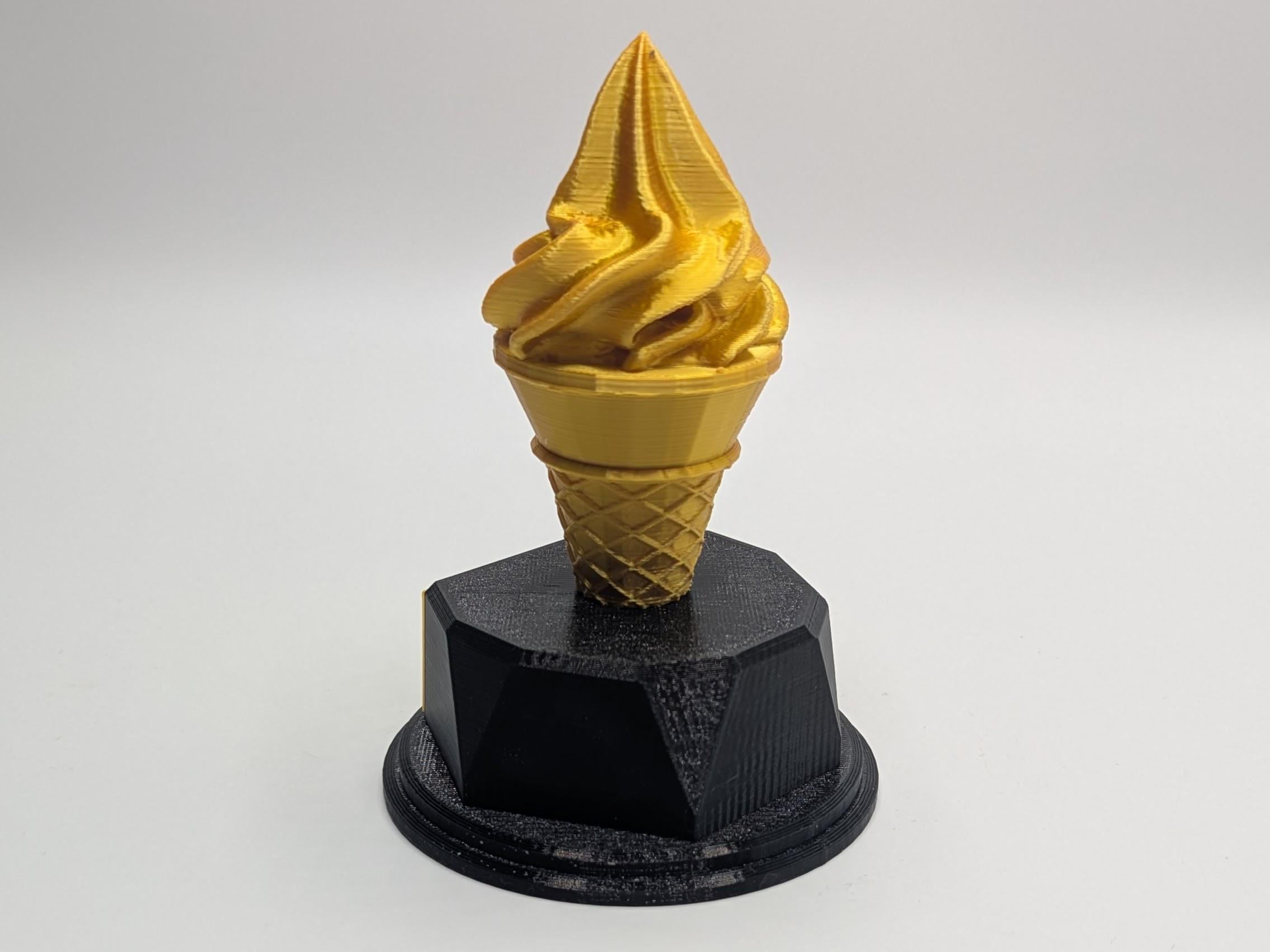 Personalised Ice Cream Trophy, Golden Cone Trophy, Custom Trophy, Swirled Ice CreamAward, Best Dessert Award, Ice Cream Award, Office Trophy
