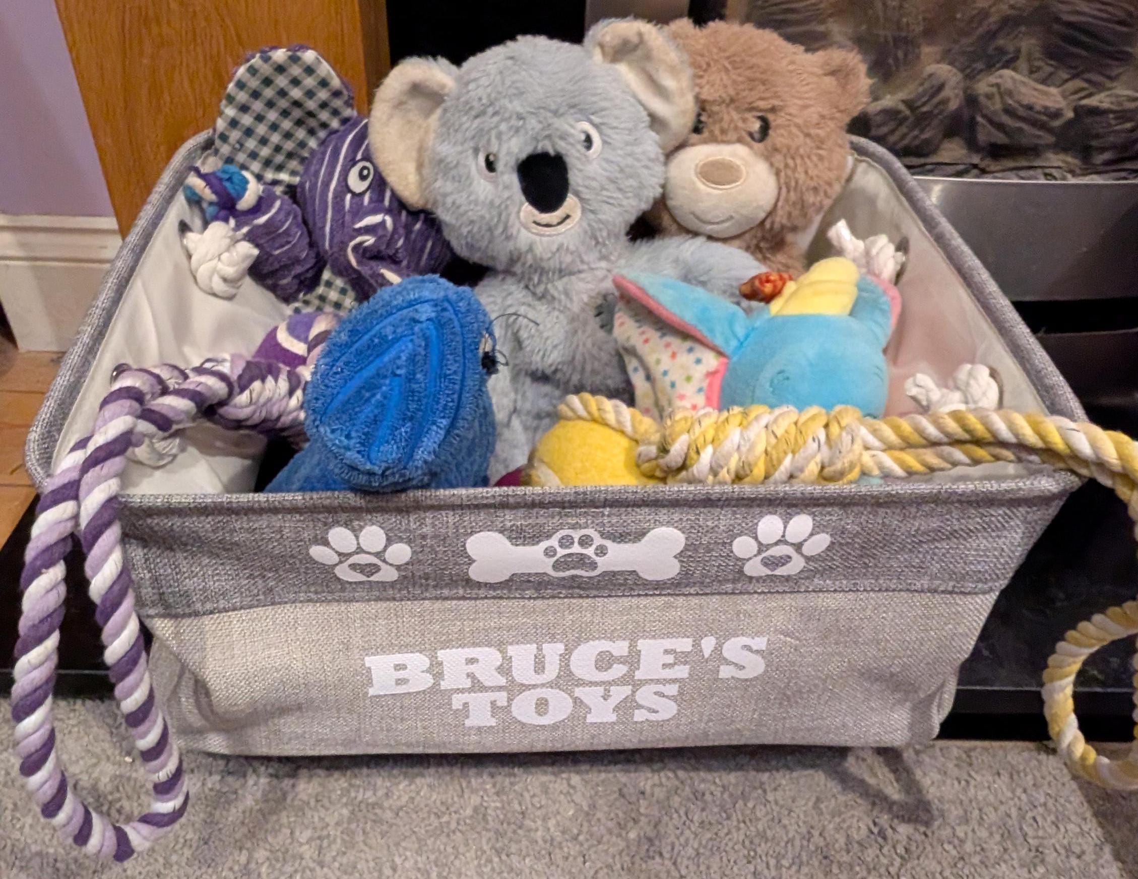 Personalised Dog Toy Basket, Dog Canvas Storage Basket, New Puppy Gift, Pet Storage Box, Present For Dogs, Puppy Pack, Cat Canvas Toy Basket
