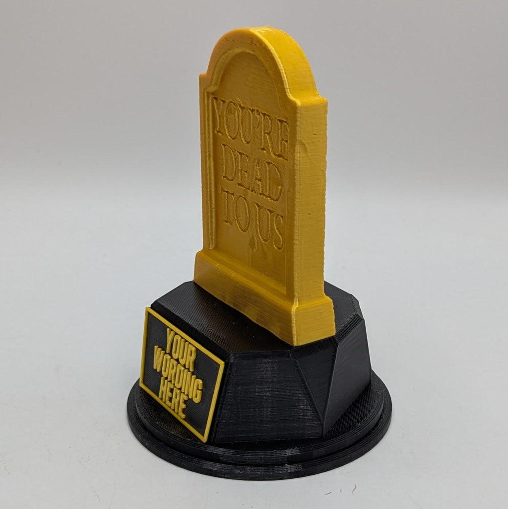 Personalised Dead To Us Trophy, Grave Stone Award Gift, Grave Stone Joke Gift, Custom Trophy Award, Novelty Dead To Us Award, Gravestone