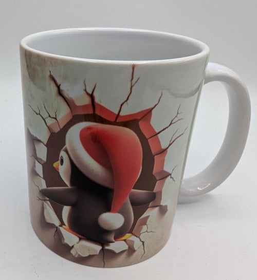 Christmas Penguin 3D Mug, Funny Penguin Mug, Christmas Hot Chocolate Mug, Penguin Christmas Gift, Gift For Her, Gift for Him, Penguin Mug