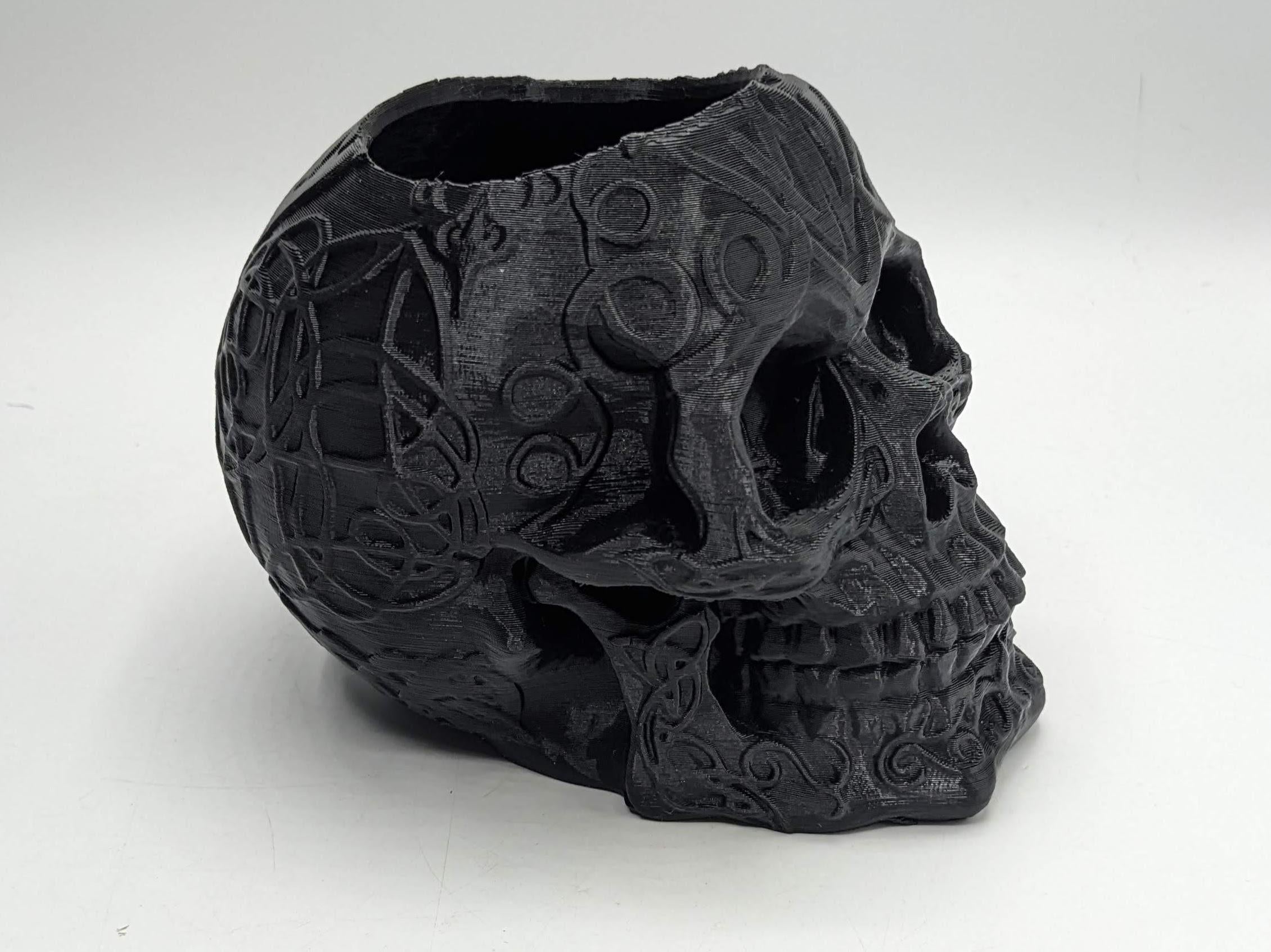 Celtic Skull Pen Pot, Skull Desk Tidy, Skull Storage Pot, Celtic Skull Desk, Gothic Pen Pot, Skull Gift, Skull Office Desk Tidy, Halloween