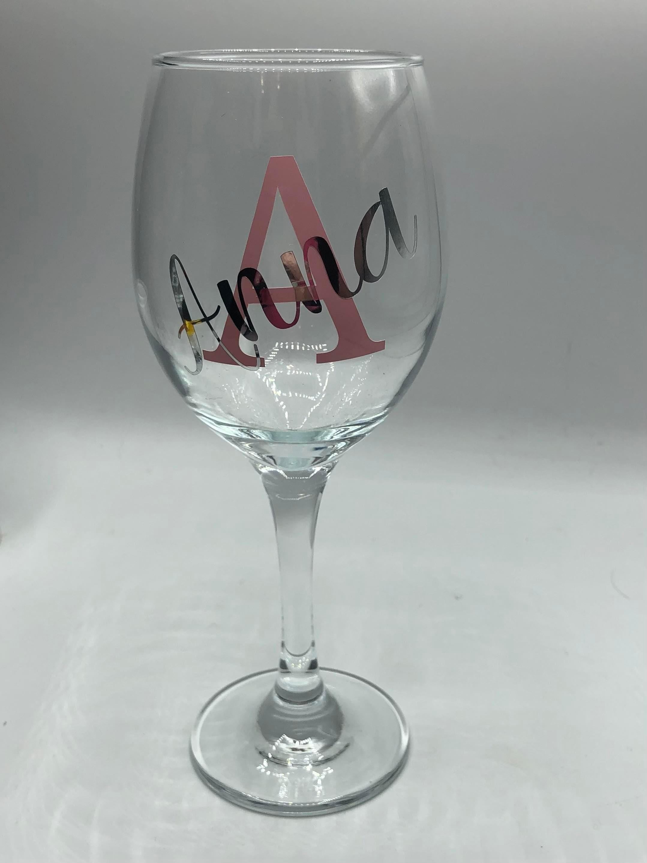 Personalised Glass Initial & Name / Name Glass/Initial, Birthday Gift, Valentines Day Gift, Christmas Gift,  Mothers Day Gift, Teacher Gift