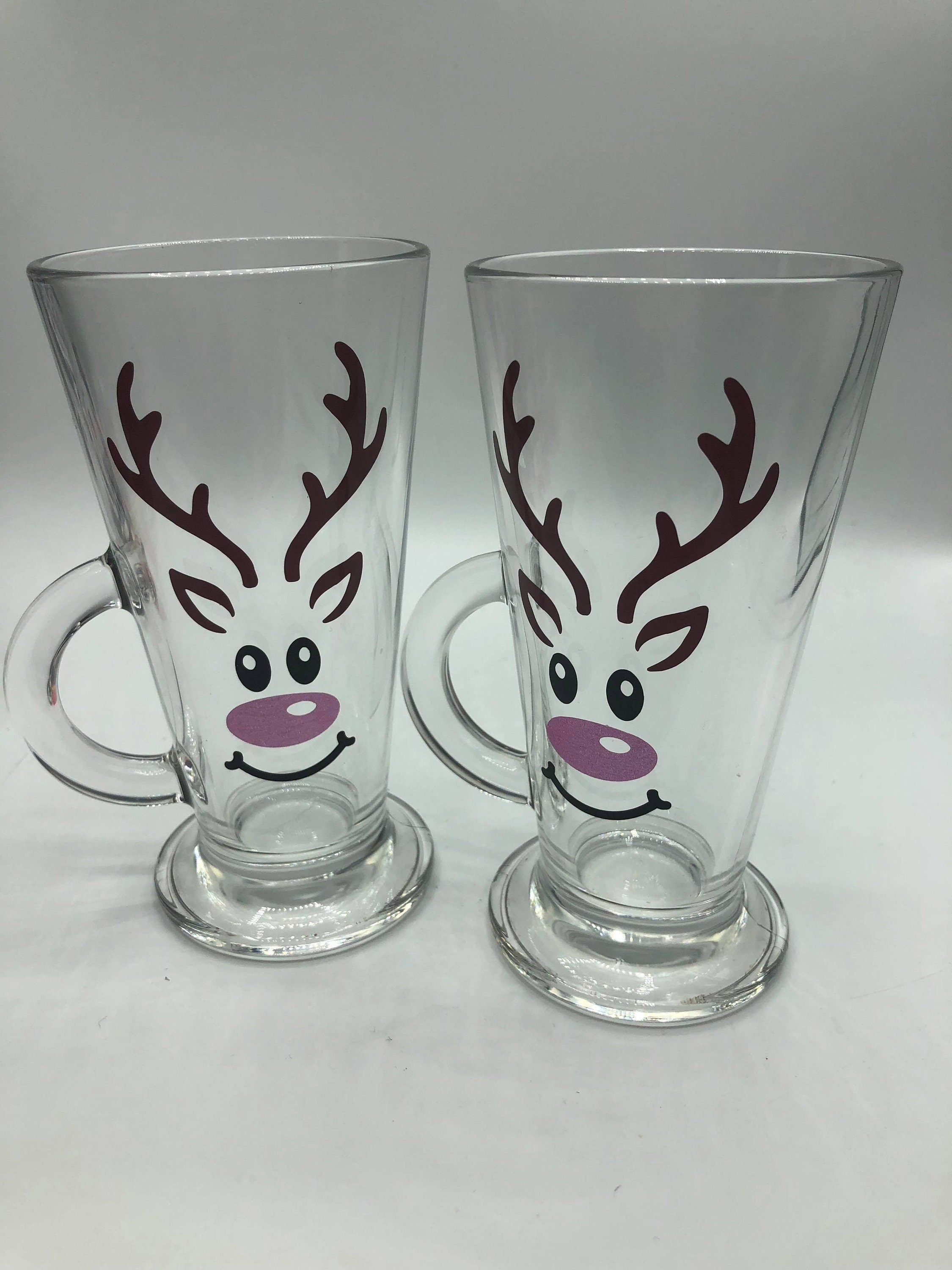 Reindeer Christmas Glass, Reindeer Hot Chocolate Mug, Reindeer Christmas Mug, Christmas Eve Box, Stocking Filler Glass, Christmas Hot Choc