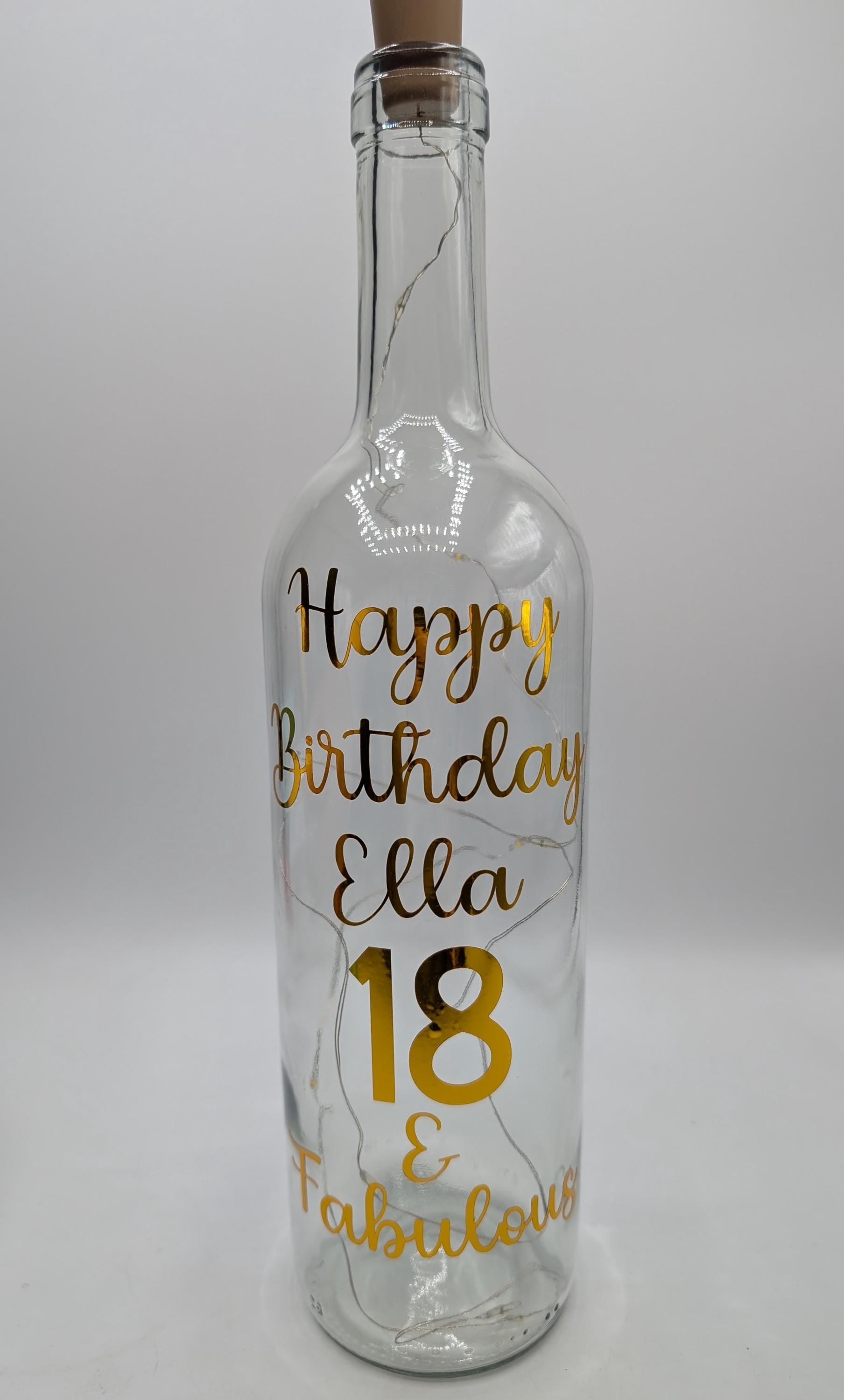 Personalised Light up Bottle, Milestone Birthday, 18th Birthday, 21st Birthday, 30th Birthday, 40th Birthday, 50th Birthday, Gift For Her