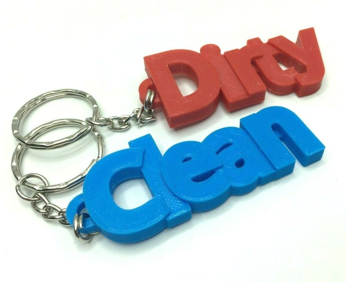 Clean and Dirty Label Tags for Laundry, Washing Bags - reusable & transferable, Clean and Dirty Label Keyrings, Washing Tags for Laundry