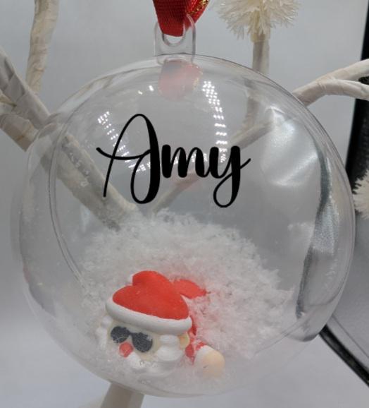Personalized Santa Christmas Bauble: Custom Name Keepsake Tree Decoration