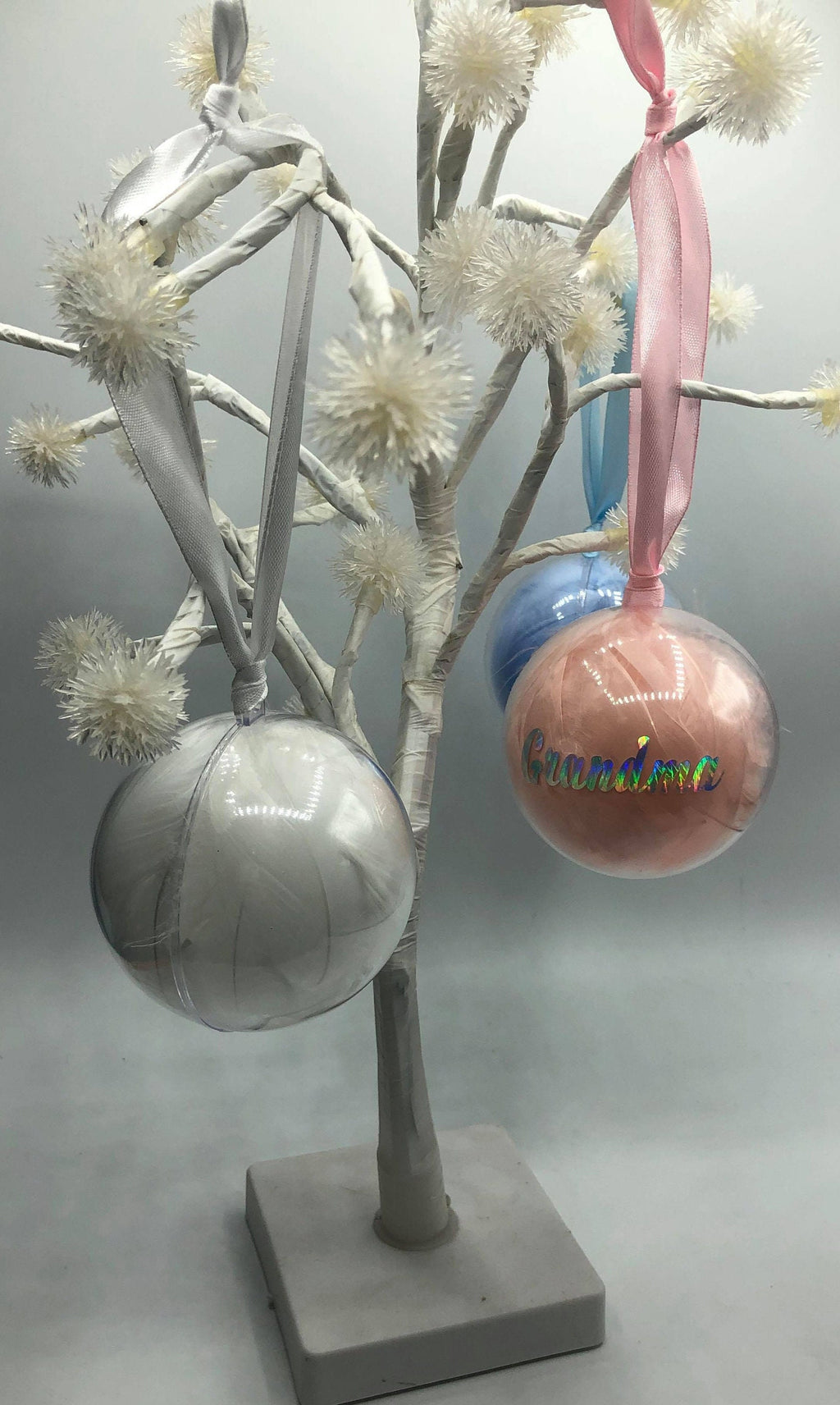 Personalized Feather Memory Bauble, Remembrance Christmas Keepsake