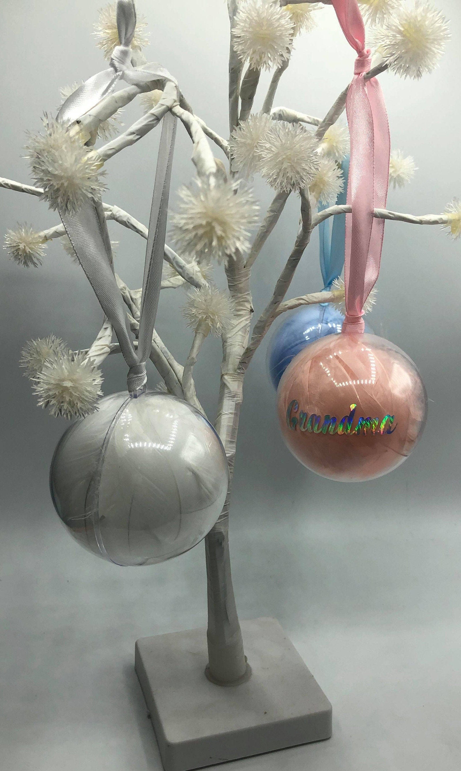 Personalized Feather Memory Bauble, Remembrance Christmas Keepsake