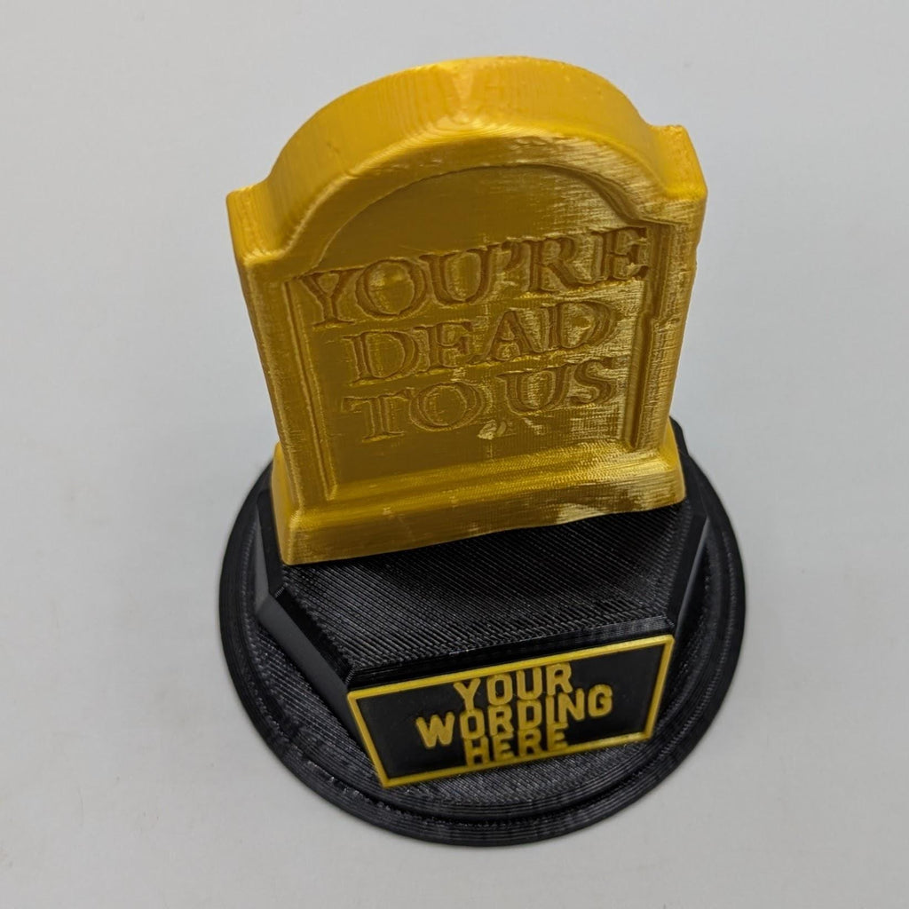 Personalised Dead To Us Trophy, Grave Stone Award Gift, Grave Stone Joke Gift, Custom Trophy Award, Novelty Dead To Us Award, Gravestone