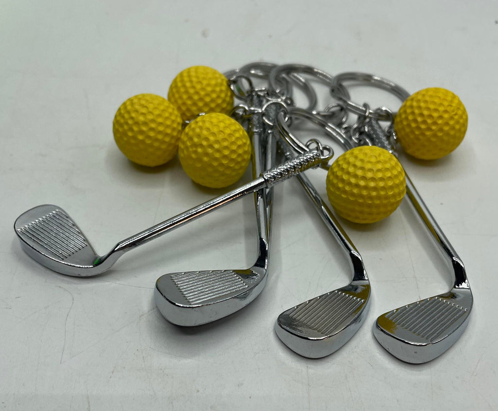 Golf Club & Golf Ball Keyring / Golfer Bag Tag / Golfer Gift / Golfing Stocking Filler / Gift for Golfing Fan / Novelty Golf Club and Ball