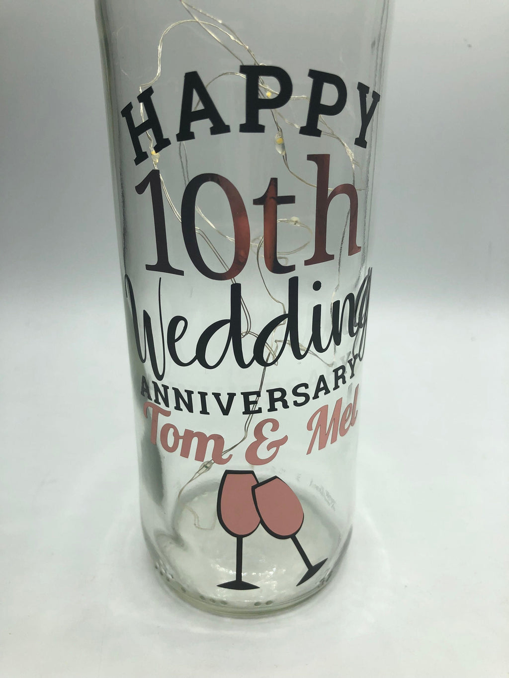 Personalised Wedding Anniversary Gift, Anniversary LED Bottle, Anniversary Milestone Gift, Personalized Anniversary, Golden Anniversary