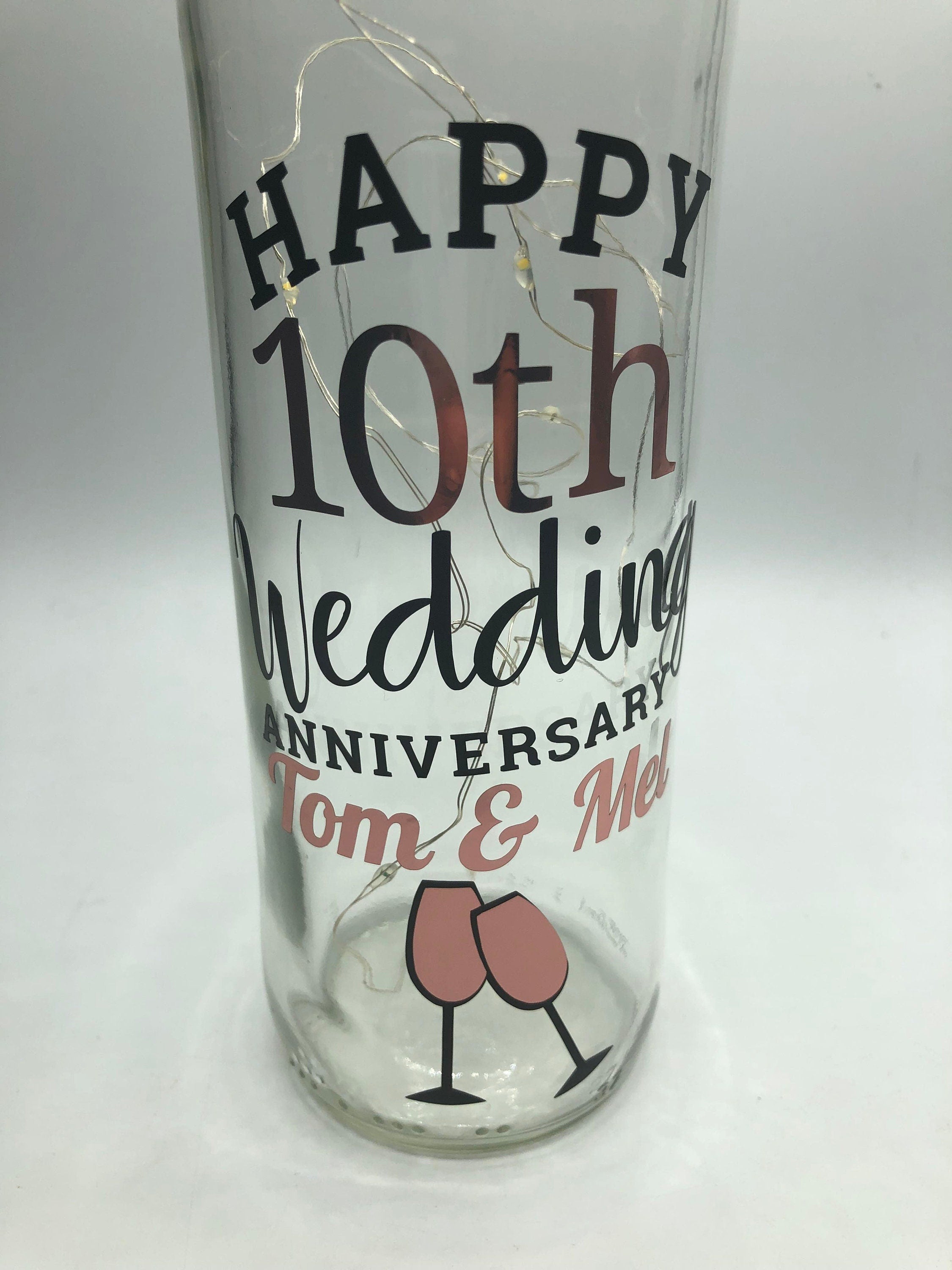Personalised Wedding Anniversary Gift, Anniversary LED Bottle, Anniversary Milestone Gift, Personalized Anniversary, Golden Anniversary