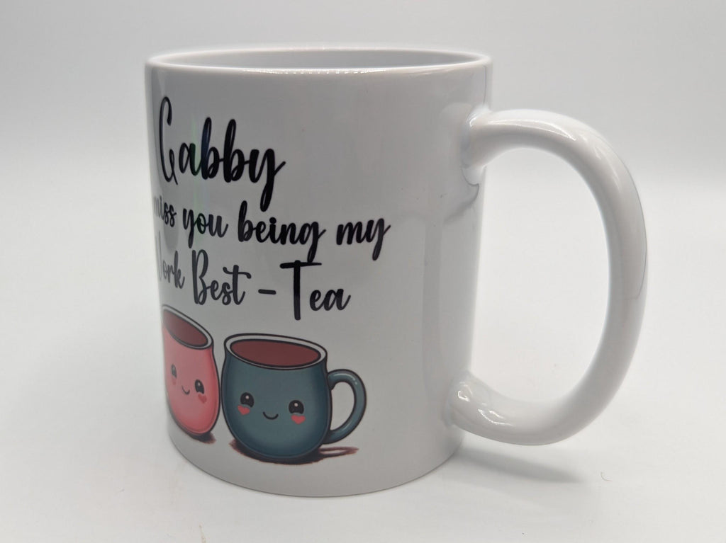 Personalised Work Best Tea Mug / I'll Miss You Being My Work Best Tea / Work Bestie Mug / Work Best Tea Coaster / Gift for Work Colleague