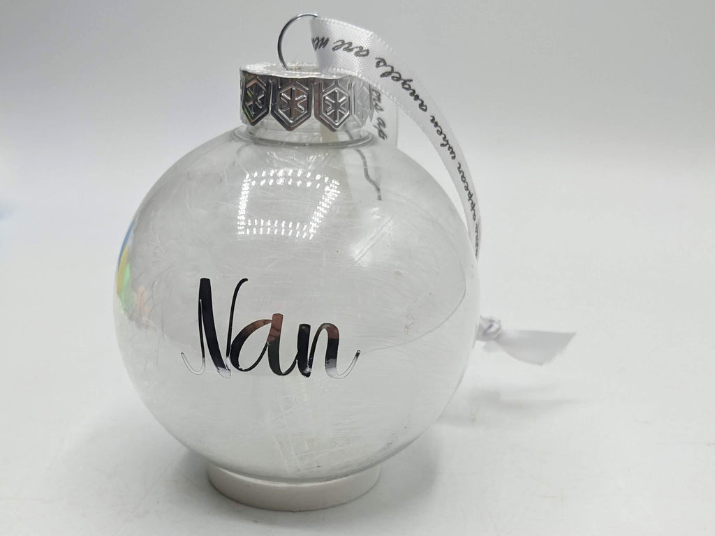 Personalized Feather Memory Bauble, Remembrance Christmas Keepsake