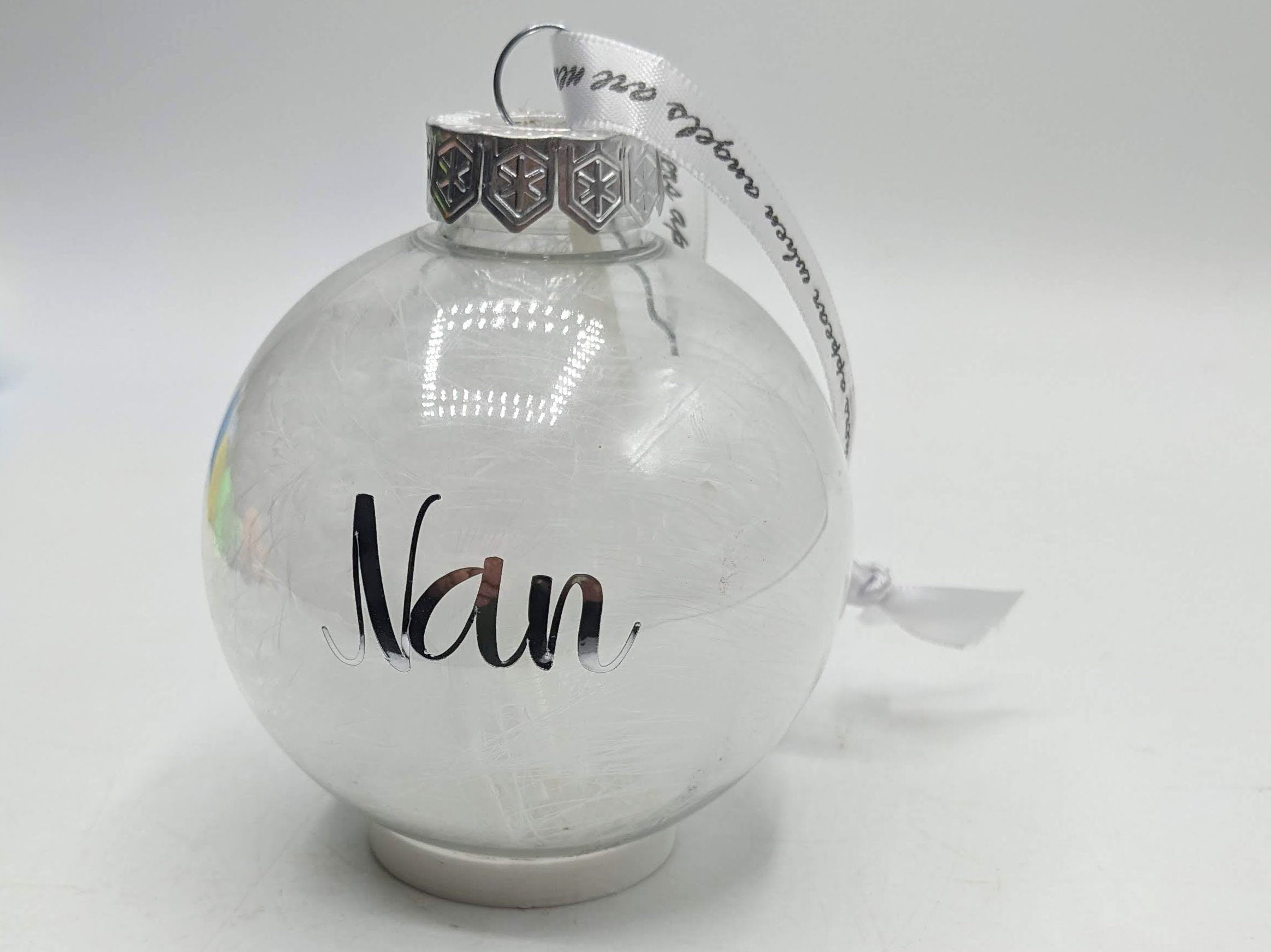 Personalized Feather Memory Bauble, Remembrance Christmas Keepsake