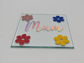 Personalised Flower Coaster, Flower Glass Coaster, Gift for her, Mother's Day Gift, Daisy Coaster, Flower Glass Gift, Flower Gift Coaster