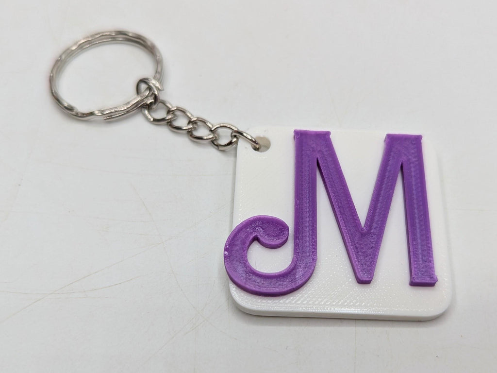 Large Initial Letter Keyrings, Alphabet Keyring, Letter Bag Tag, Initial Bag Charm, Party Bag Gift, Under 5 Pound, 2 Colour Initial Keyring