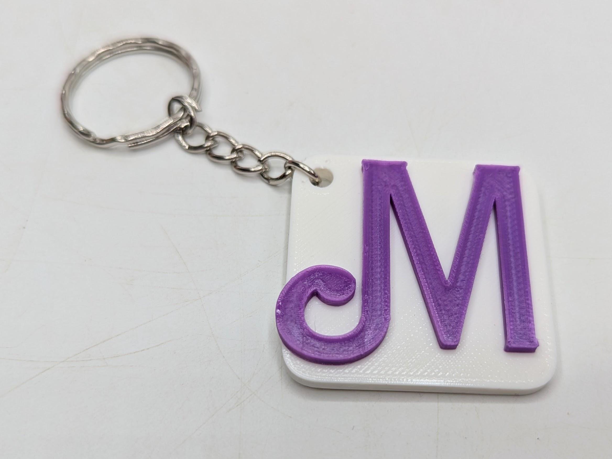 Large Initial Letter Keyrings, Alphabet Keyring, Letter Bag Tag, Initial Bag Charm, Party Bag Gift, Under 5 Pound, 2 Colour Initial Keyring
