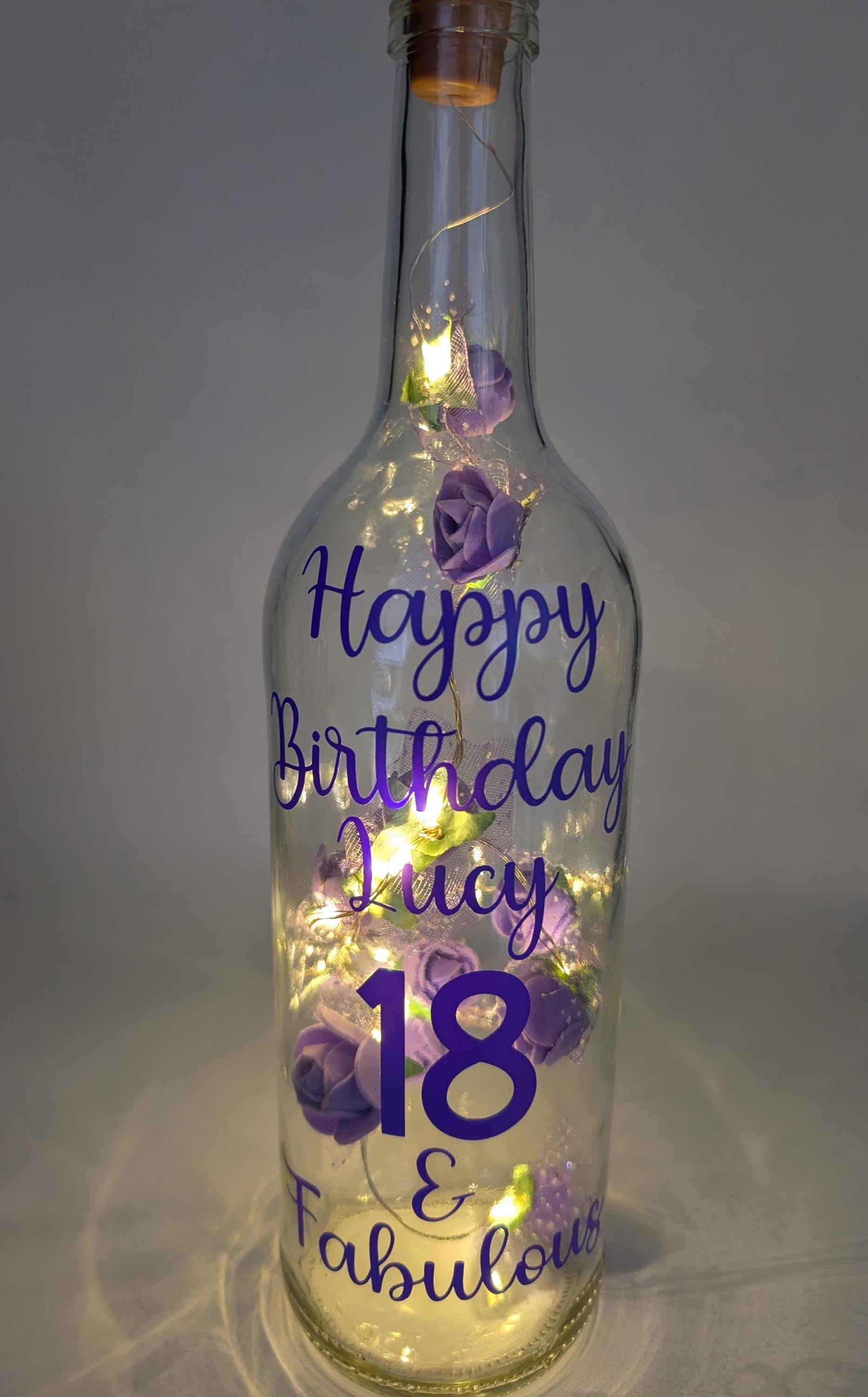 Personalised Light up Bottle, Milestone Birthday, 18th Birthday, 21st Birthday, 30th Birthday, 40th Birthday, 50th Birthday, Gift for Her