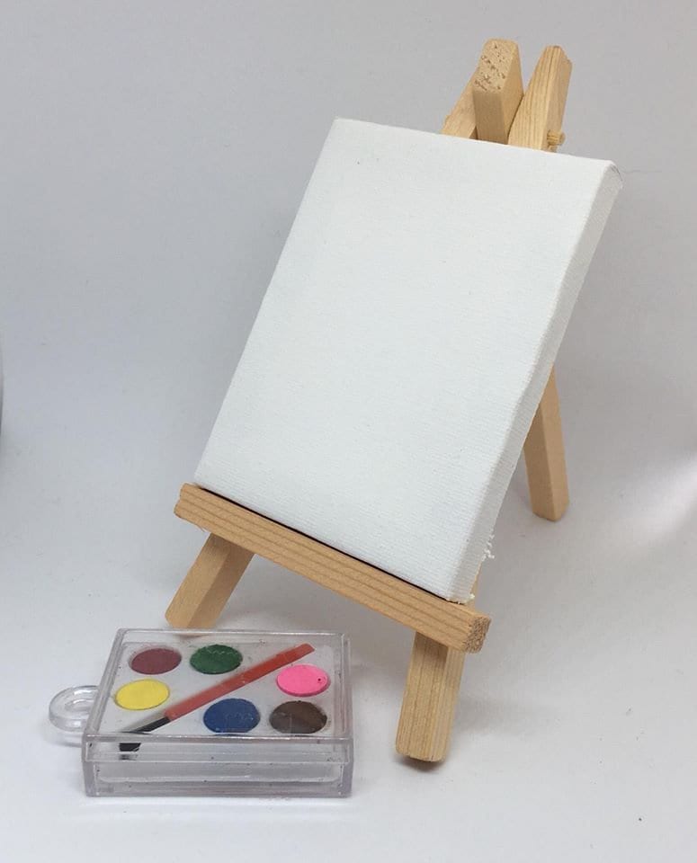 Elf Sized Mini Easel with Paints, Doll Prop