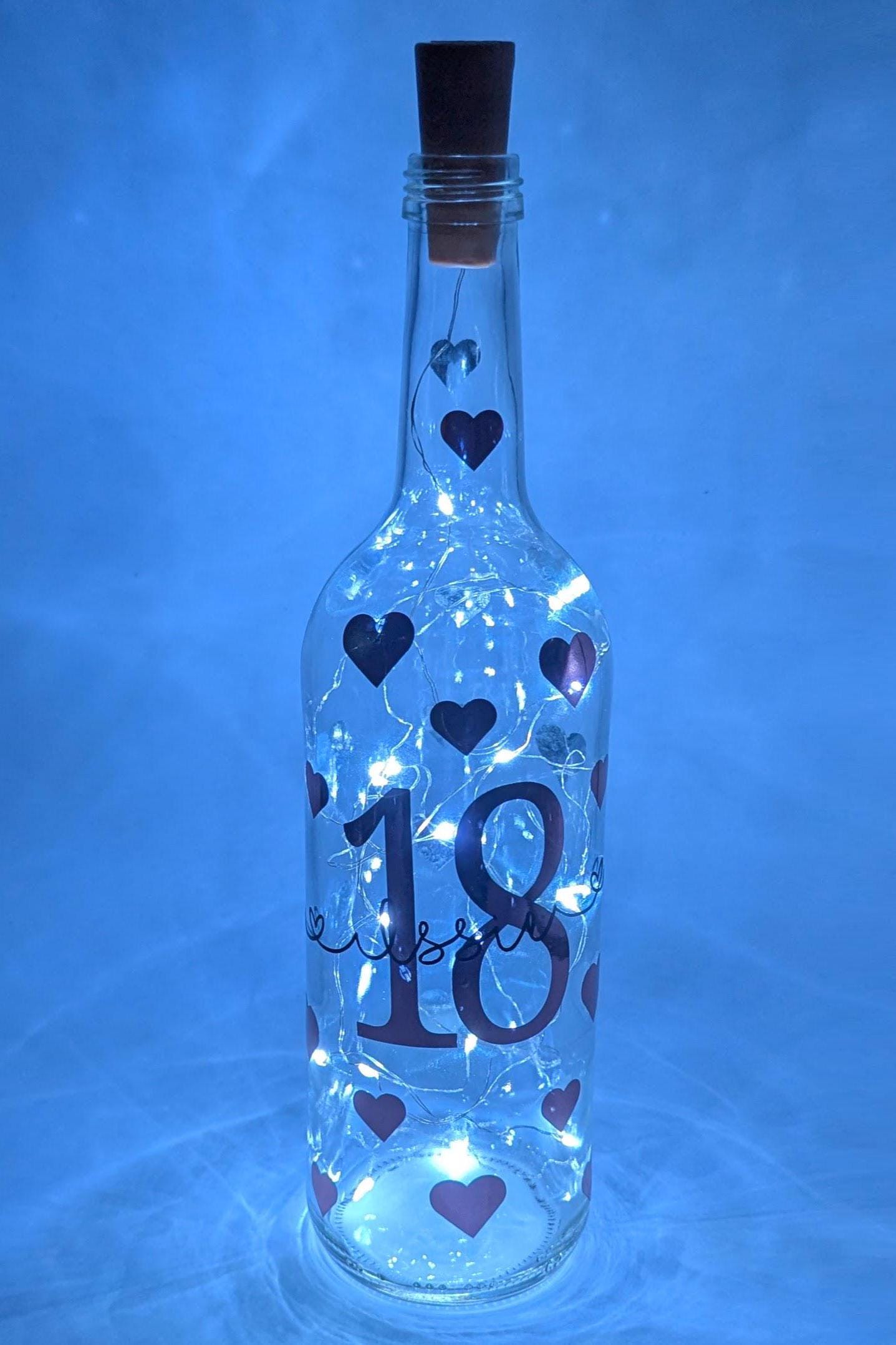 Personalised 21st Light Up Bottle, 21st Milestone Birthday, 21 Gift for her, Special 21st Birthday, 21st Birthday Present, Special 21st Gift