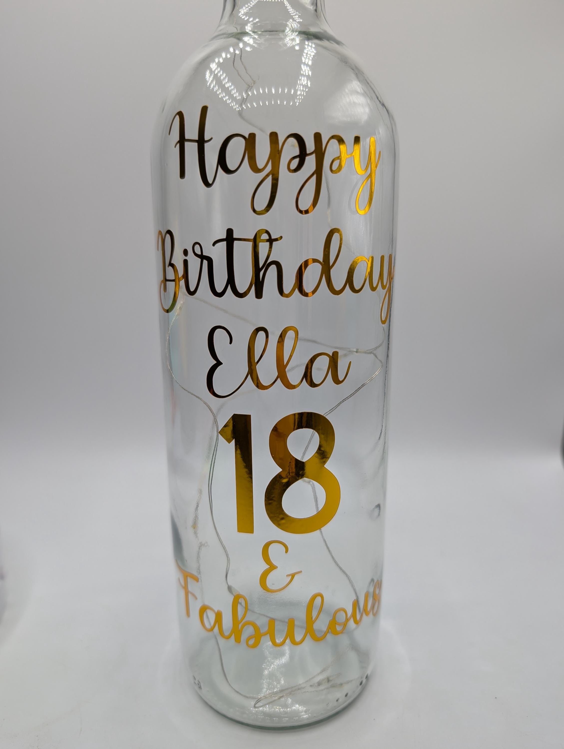 Personalised Light up Bottle, Milestone Birthday, 18th Birthday, 21st Birthday, 30th Birthday, 40th Birthday, 50th Birthday, Gift For Her