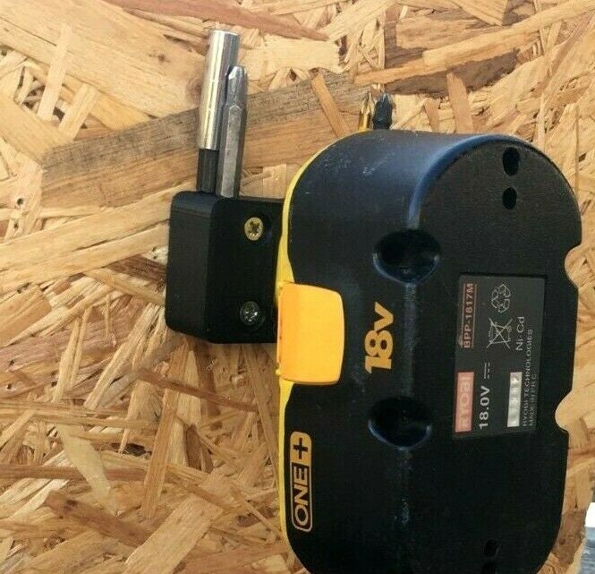 Wall Mount for Ryobi Plus One 18v Battery + colour choice / Ryobi One + Batteries / Battery Mount Holder for Ryobi Plus One 18v Battery