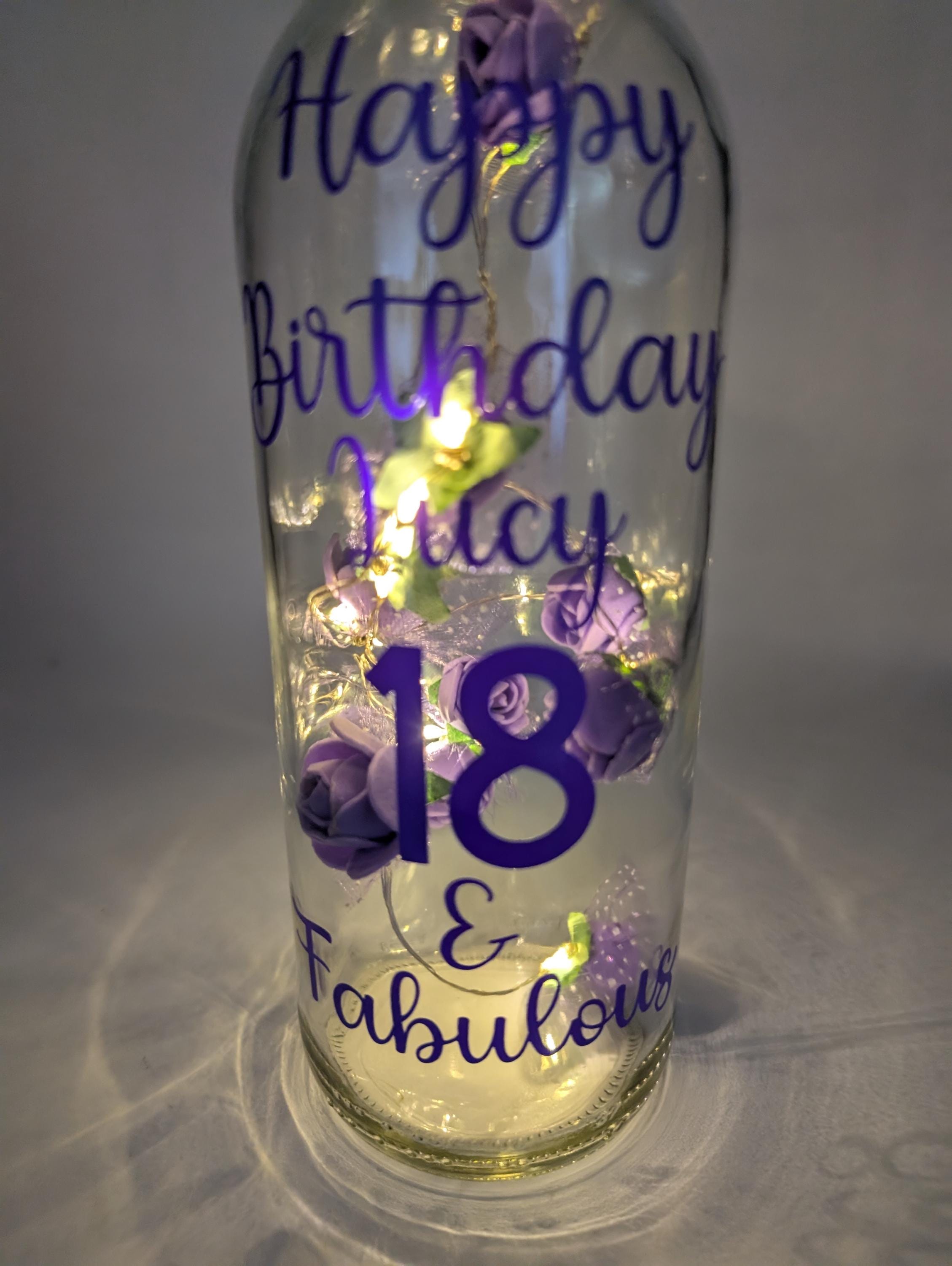 Personalised Light up Bottle, Milestone Birthday, 18th Birthday, 21st Birthday, 30th Birthday, 40th Birthday, 50th Birthday, Gift for Her