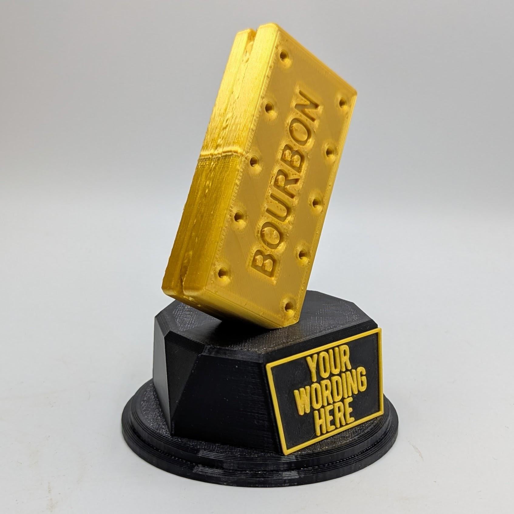 Personalised Bourbon Trophy, Biscuit Award, Custom Trophy, Bourbon Lover, Biscuit Award Gift, Bourbon Trophy Gift, Office Biscuit Trophy