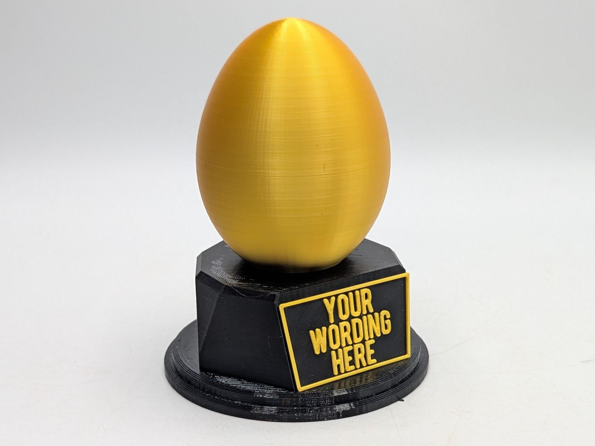 Personalised Golden Egg Trophy, Good Egg Award, Best Employee Award, Office Trophy, Custom Trophy, Golden Goose Egg Award, Eggcellence