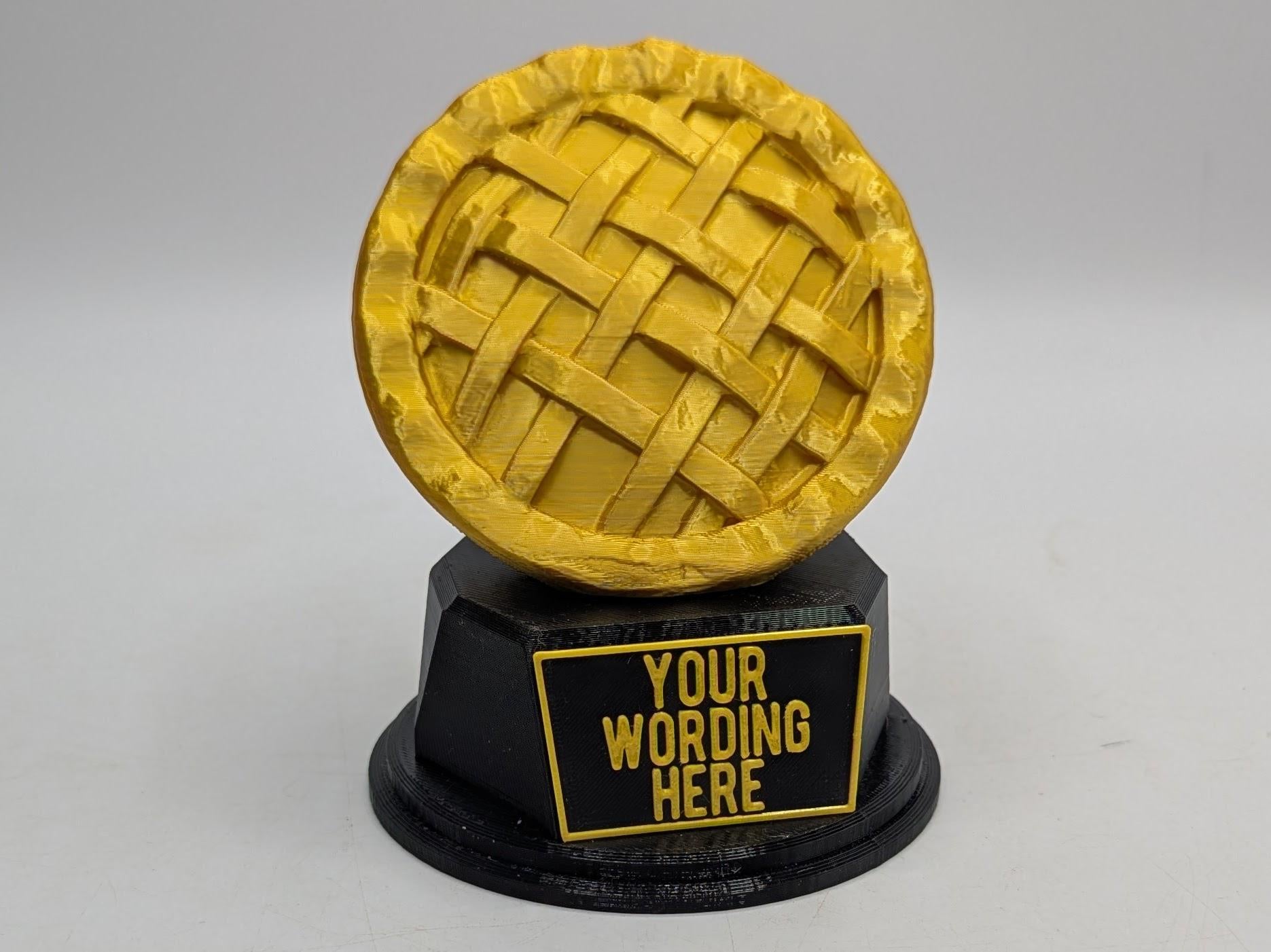 Personalised Pie Trophy, Meat Pie Trophy, Pie Award, Custom Trophy, Pie Lover, Who Ate All The Pies, Scotch Pie, Fruit Pie,  Office Trophy