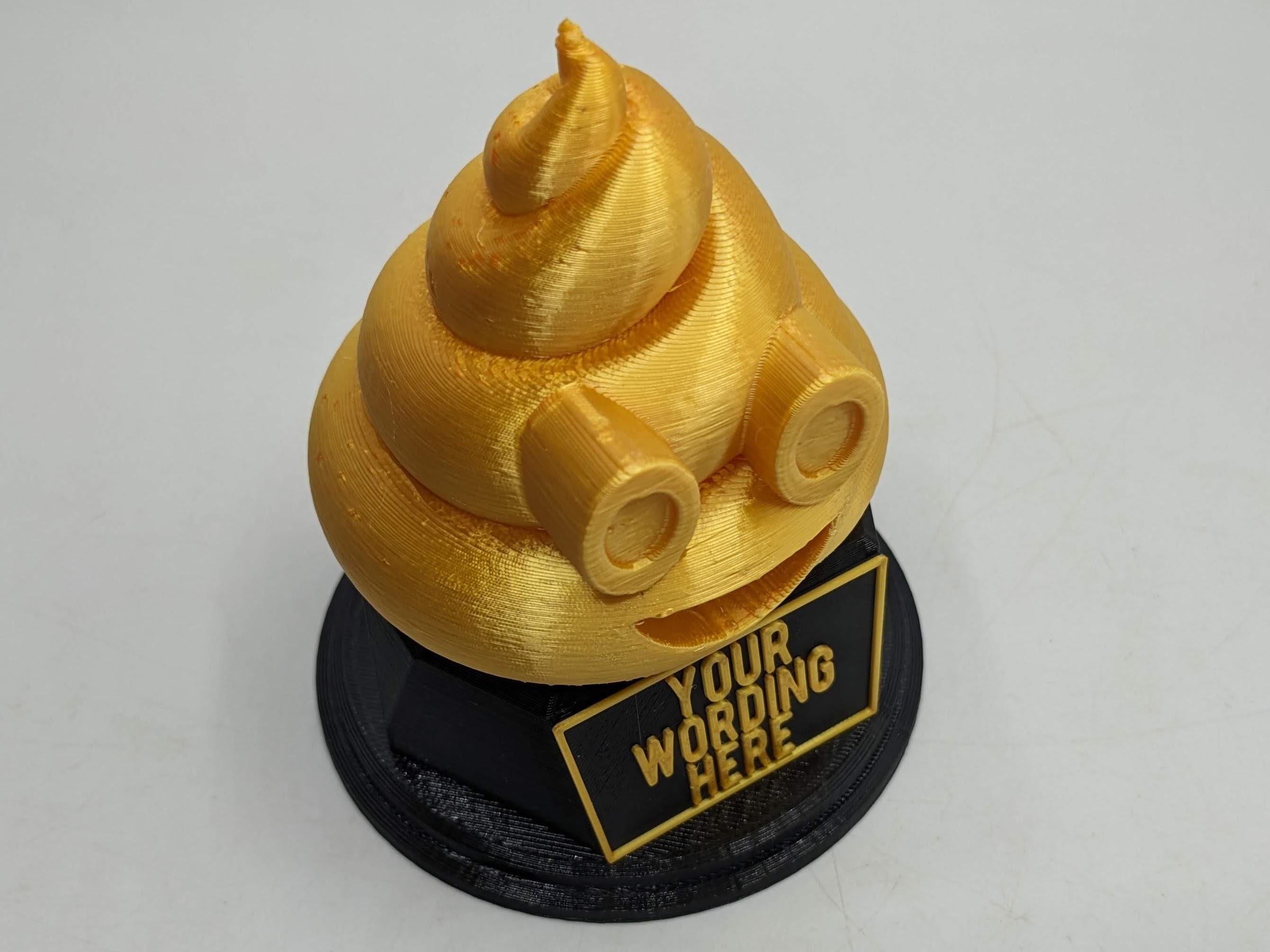 Personalised Poop Trophy / Crap Trophy / Shit Trophy / Golden Poo Gift / Poop Gift / Funny Poop Award / Poop Joke Trophy / Poo Secret Santa