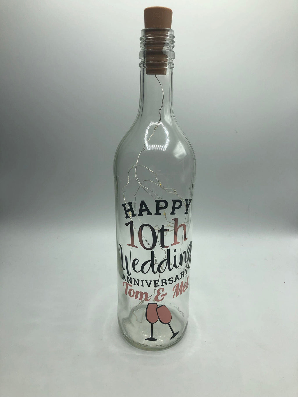 Personalised Wedding Anniversary Gift, Anniversary LED Bottle, Anniversary Milestone Gift, Personalized Anniversary, Golden Anniversary