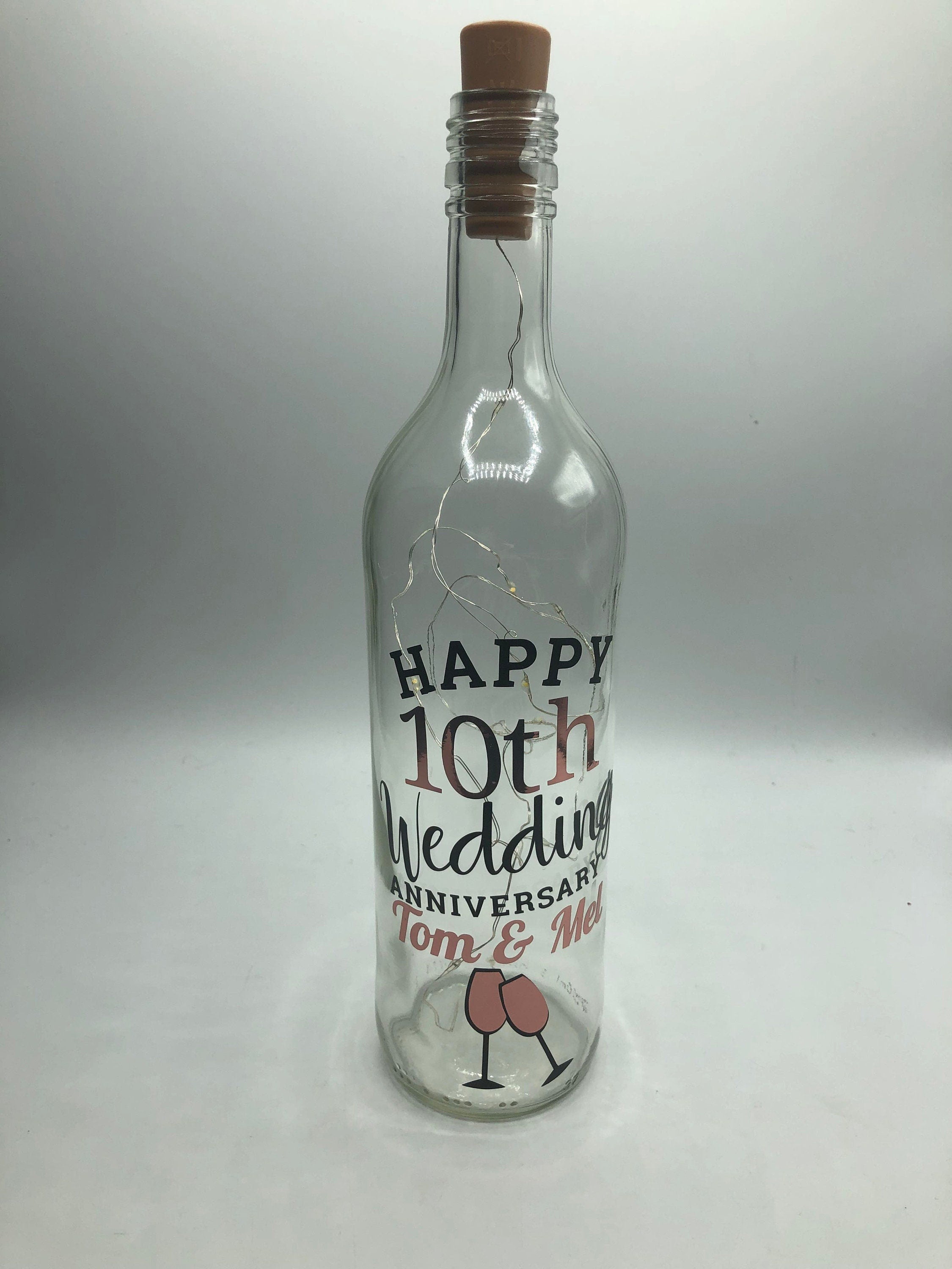 Personalised Wedding Anniversary Gift, Anniversary LED Bottle, Anniversary Milestone Gift, Personalized Anniversary, Golden Anniversary