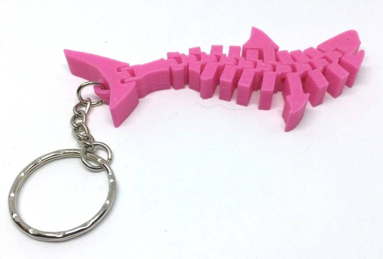Flexible Shark Keyring / Shark Bag Tag / Coloured Shark Keyring / Shark Keyring / Sealife Keyring / Shark Lover Keyring / Articulated Shark