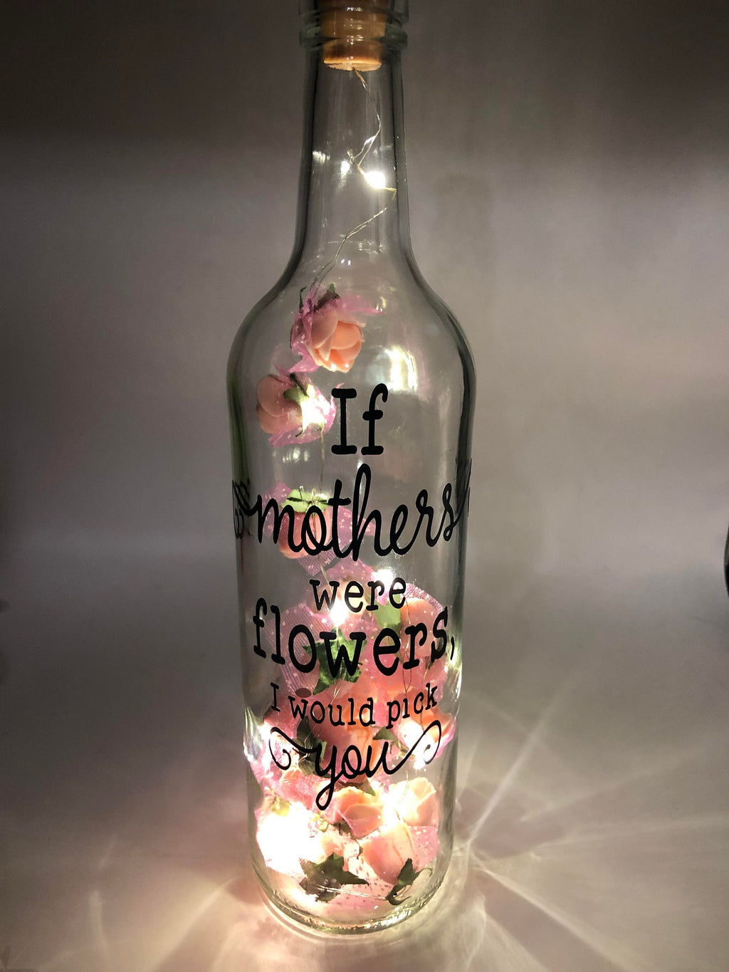 Mum Roses LED Light Up Glass Bottle, Mother's Day Gift, If Mothers were flowers Gift, Mum Christmas Gift, Gift for Mum's Birthday, Flowers