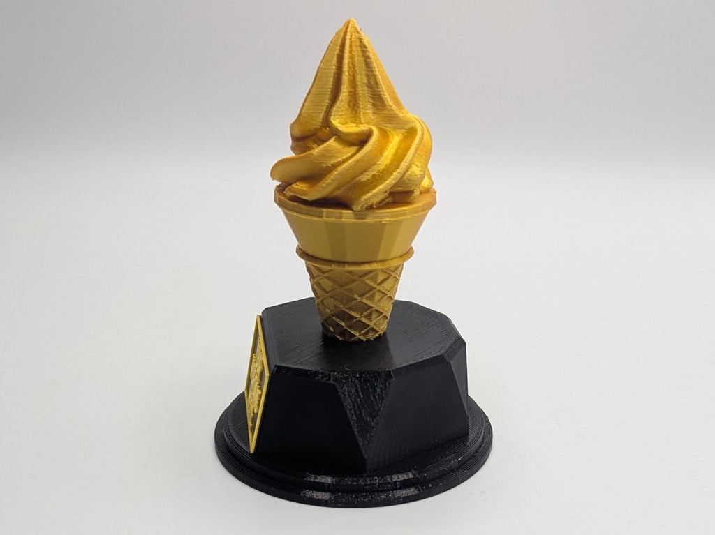 Personalised Ice Cream Trophy, Golden Cone Trophy, Custom Trophy, Swirled Ice CreamAward, Best Dessert Award, Ice Cream Award, Office Trophy