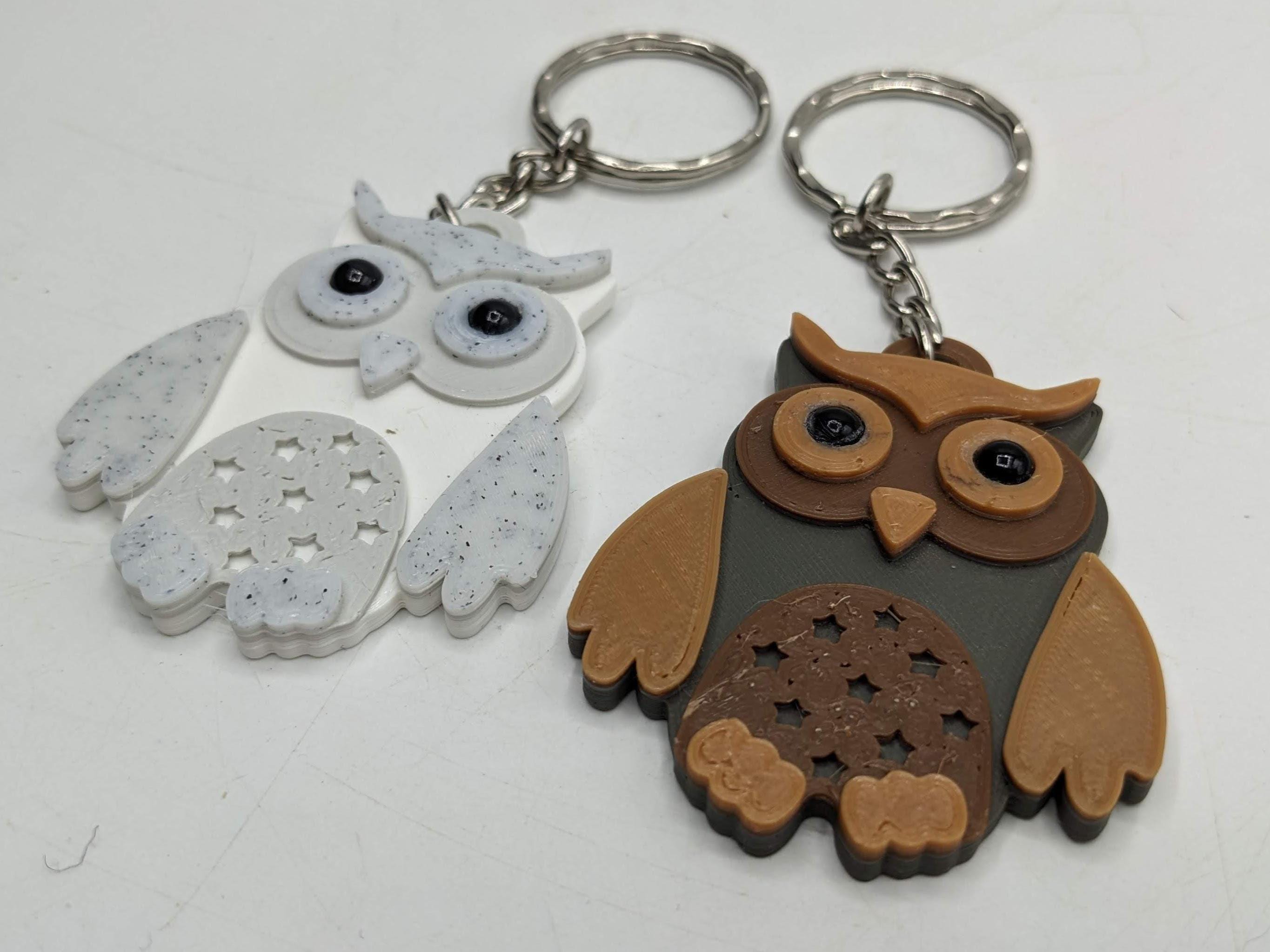 Owl Keyring / Owl Shaped Keychain / Owl Bag Tag Charm / Wildlife Keyring / Under 5 pound / Barn Owl Keychain / Snowy Owl Gift / Owl Gift