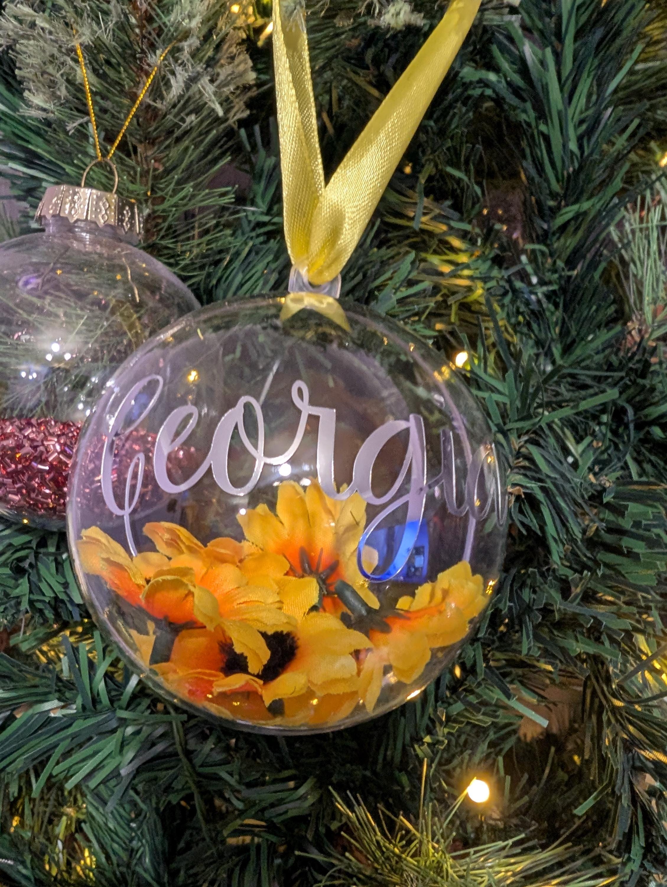 Personalised Daisy Bauble, Sunflower Bauble, Flower Bauble, Forget Me Not Bauble, Rose Bauble, Gerbera Bauble, Christmas Daisy, Daisy Flower