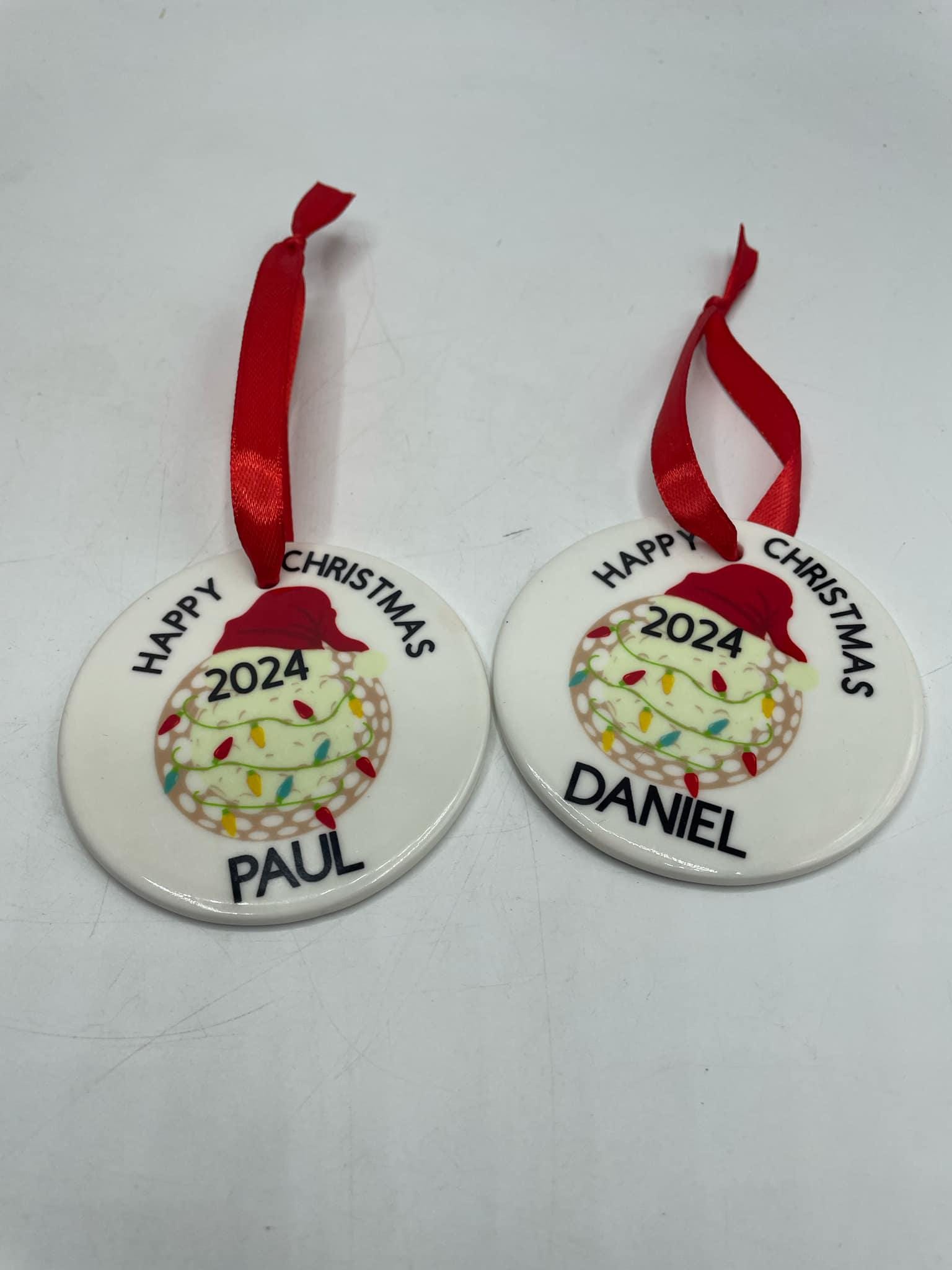 Personalised Ceramic Golf Bauble, Personalised Golf Ornament, Christmas Gift For Golfer, Personalised Gift for Golf Player, Golf Christmas