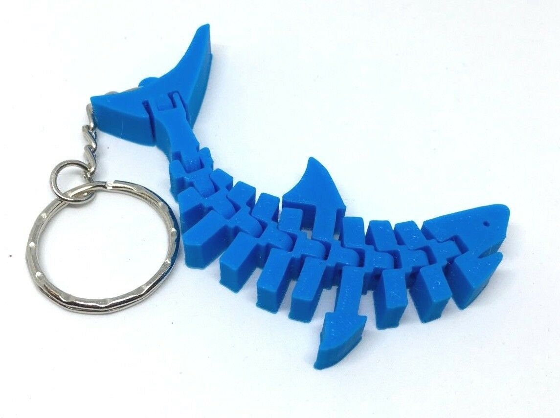 Flexible Shark Keyring / Shark Bag Tag / Coloured Shark Keyring / Shark Keyring / Sealife Keyring / Shark Lover Keyring / Articulated Shark